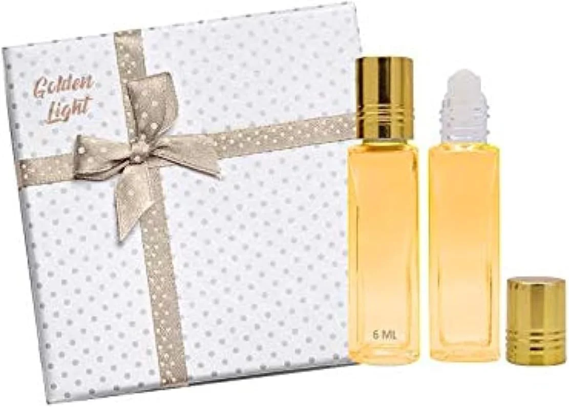 روغن عطر مردانه و زنانه TSZ Scent Golden Light Golden Dust 6ML 2 عددی، عطر یونیسکس برای هدیه، سایز مسافرتی، روغن غلیظ CPO