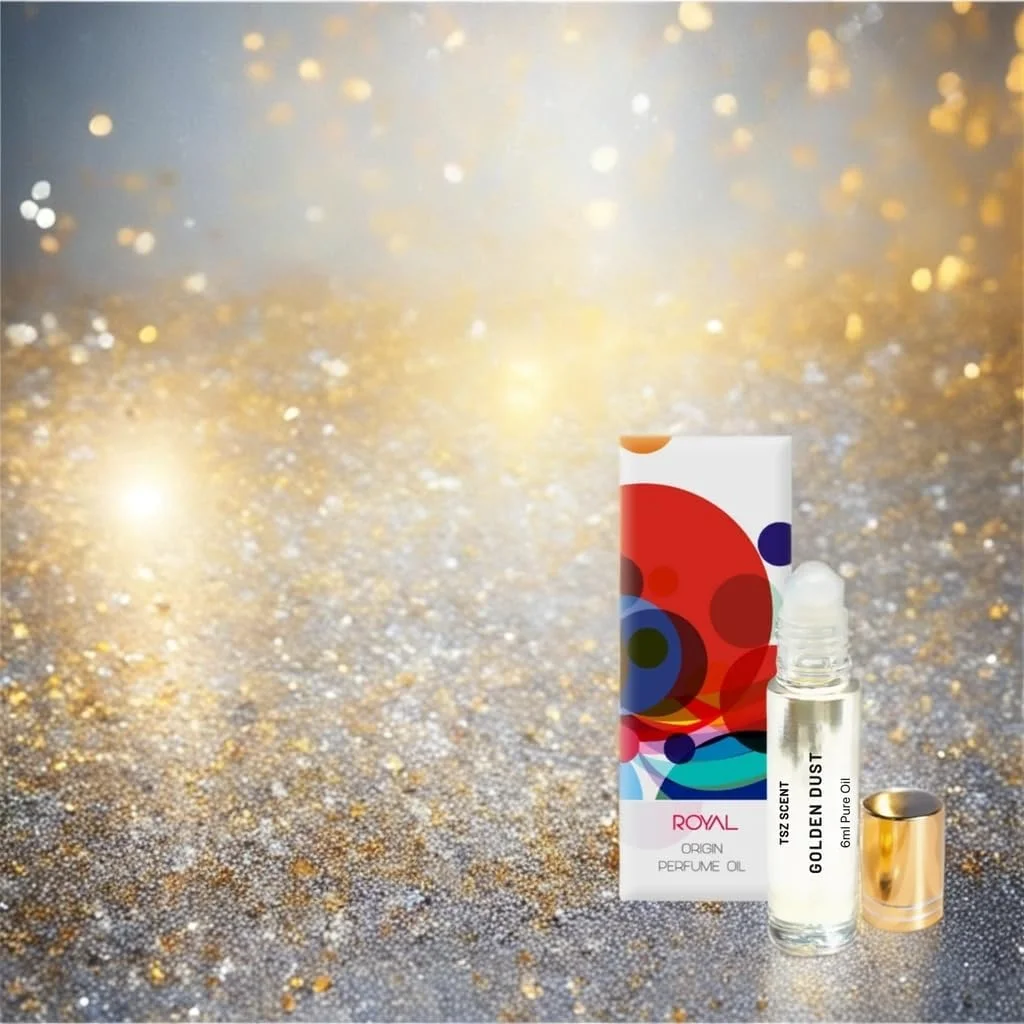 عطر روغنی متمرکز گلدن داست TSZ Scent زنانه و مردانه، 6 میلی لیتر، رایحه وانیل و عنبر ماندگار، نت های شیرین مشک سایز مسافرتی