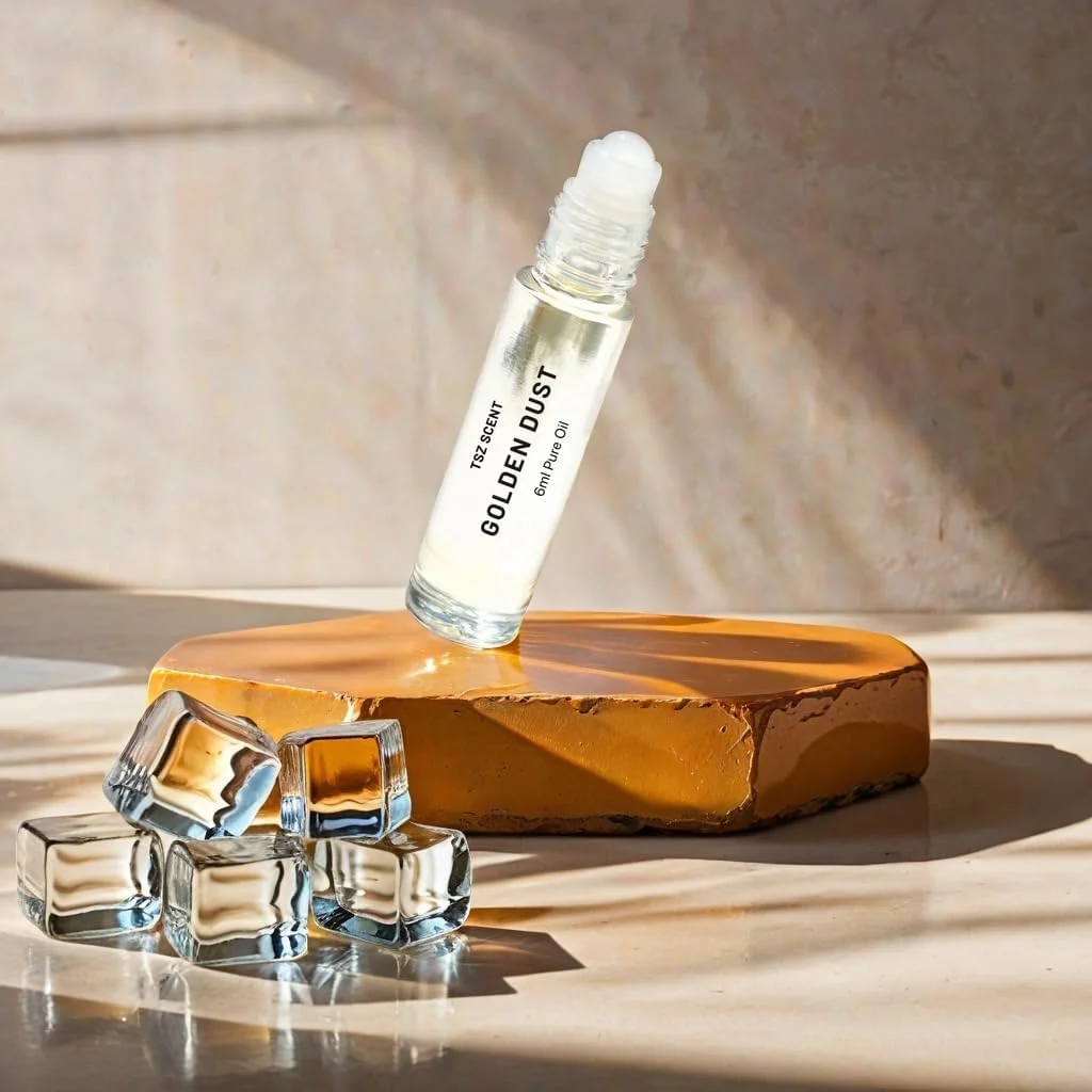 عطر روغنی متمرکز گلدن داست TSZ Scent زنانه و مردانه، 6 میلی لیتر، رایحه وانیل و عنبر ماندگار، نت های شیرین مشک سایز مسافرتی