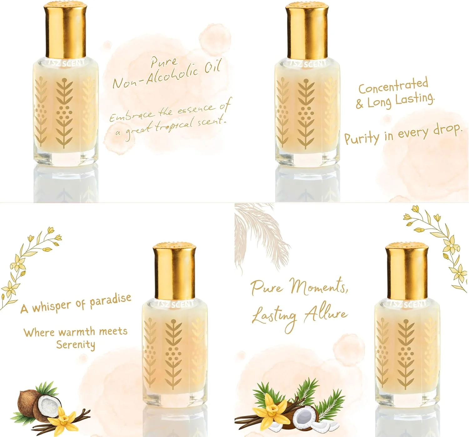 روغن عطر زنانه طهاره مشک نارگیل و وانیل TSZ Scent، 12 میلی لیتر، عطر لوکس ماندگار برای زنان - عالی برای هدیه دادن یا استفاده روزانه روغن عطر زنانه طهاره مشک نارگیل و وانیل TSZ Scent، 12 میلی لیتر، عطر لوکس ماندگار برای زنان - عالی برای هدیه دادن یا استفاده روزانه