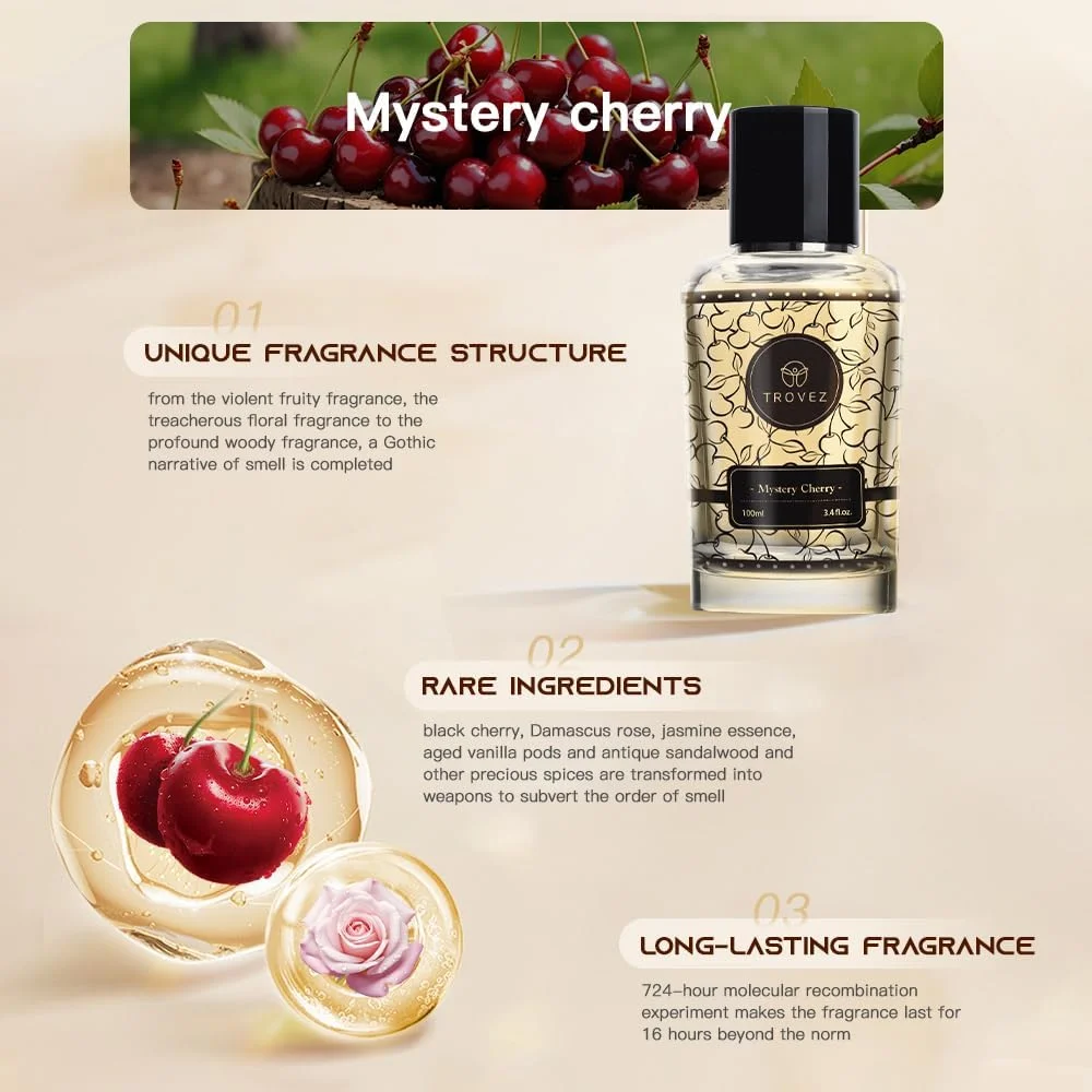 ادکلن زنانه ترووز مدل Mystery Cherry Rich Eau De Parfum حجم 100 میلی لیتر - رایحه ماندگار ادکلن زنانه ترووز مدل Mystery Cherry Rich Eau De Parfum حجم 100 میلی لیتر - رایحه ماندگار