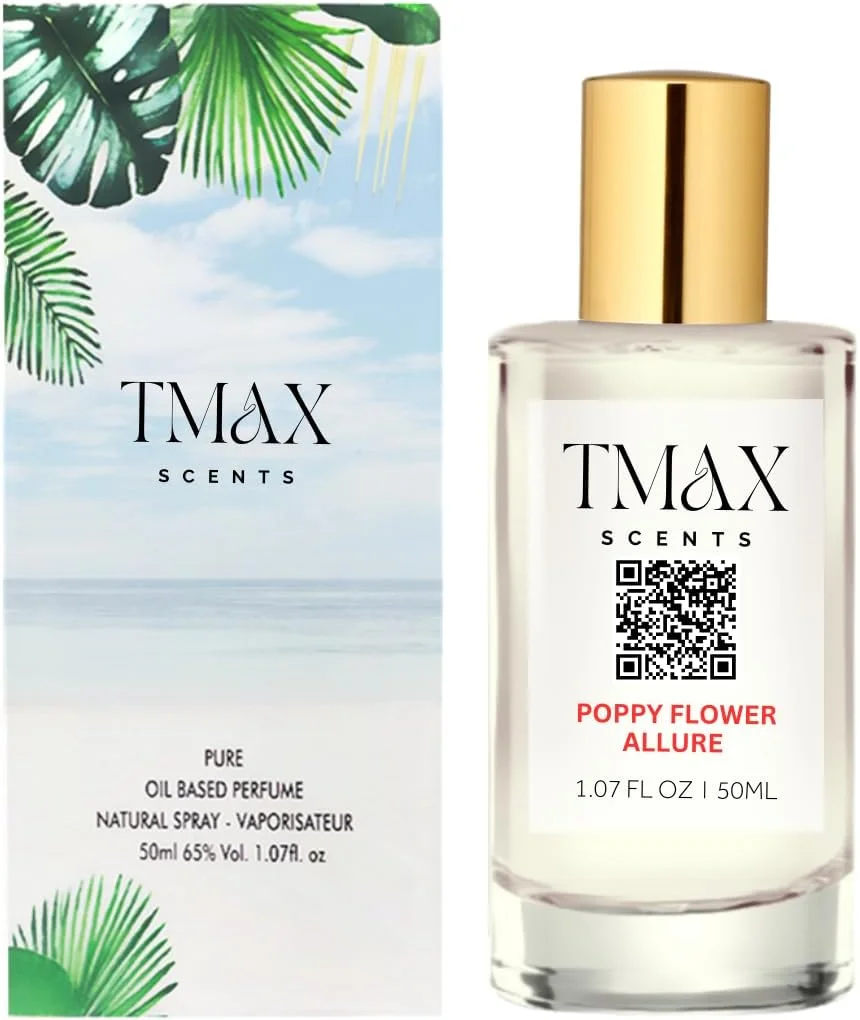 عطر زنانه تی مکس سنتز مدل Poppy Flower Allure حجم 50 میلی لیتر - رایحه ای ظریف، ماندگار، مشک دار، شیرین و گلی