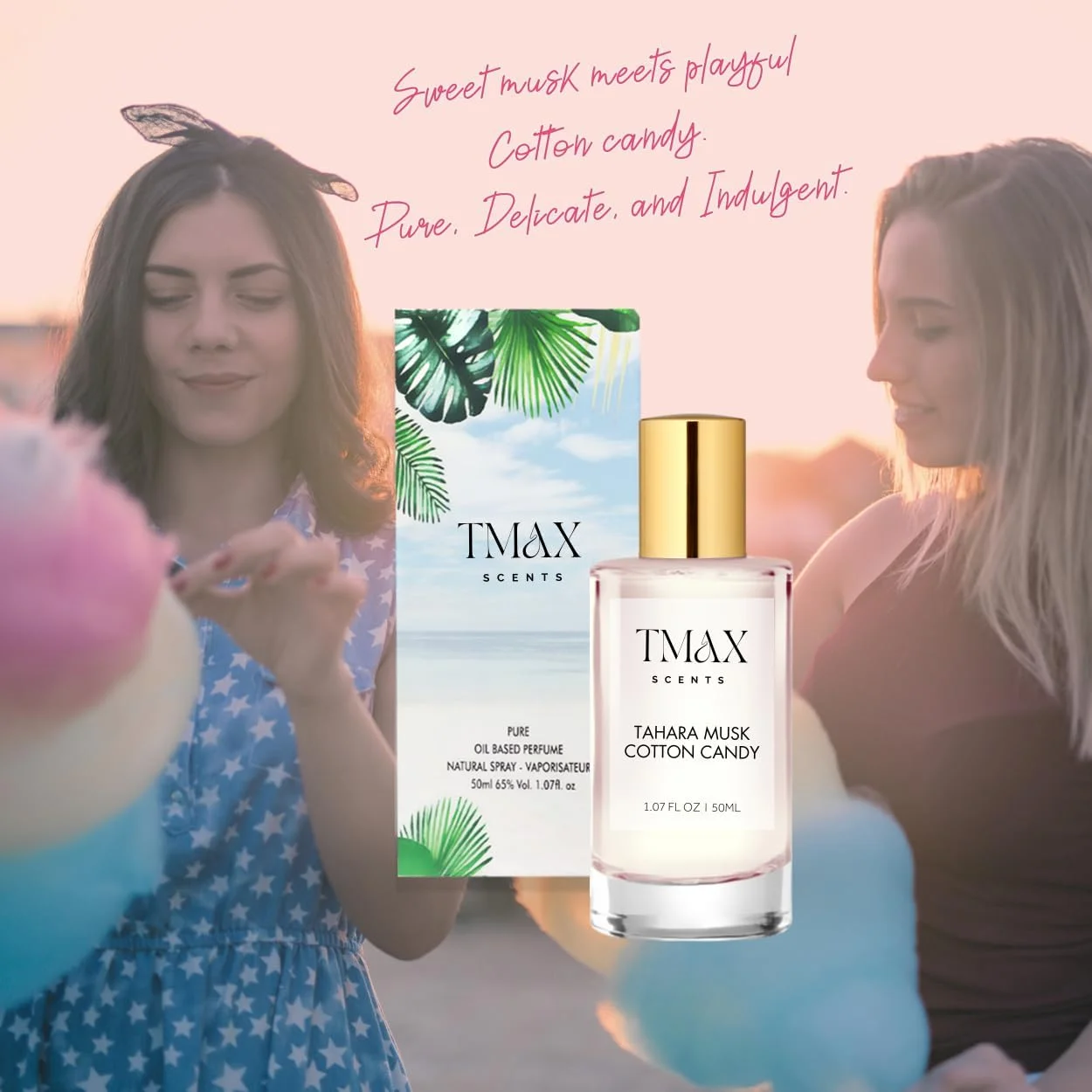 اسپری عطر زنانه TMAX Scent Tahara Musk Cotton Candy – رایحه شیرین و خامهای ماندگار، 50 میلی لیتر اسپری عطر زنانه TMAX Scent Tahara Musk Cotton Candy – رایحه شیرین و خامهای ماندگار، 50 میلی لیتر