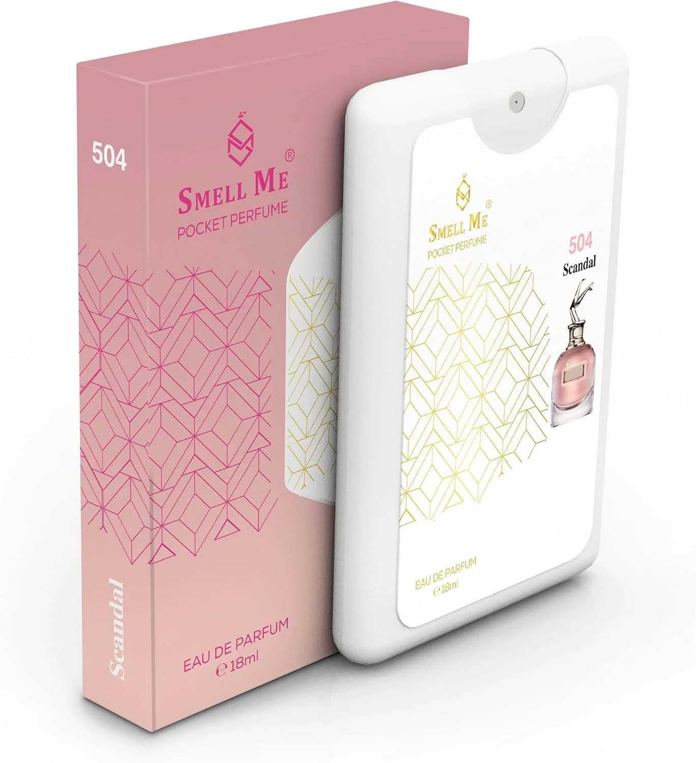 عطر جیبی Smell Me شماره 504، عطر فرانسوی با رایحه گلی شیپر، ماندگاری طولانی، الهام گرفته از عطر زنانه JPG Scandal EDP حجم 18 میلی لیتر