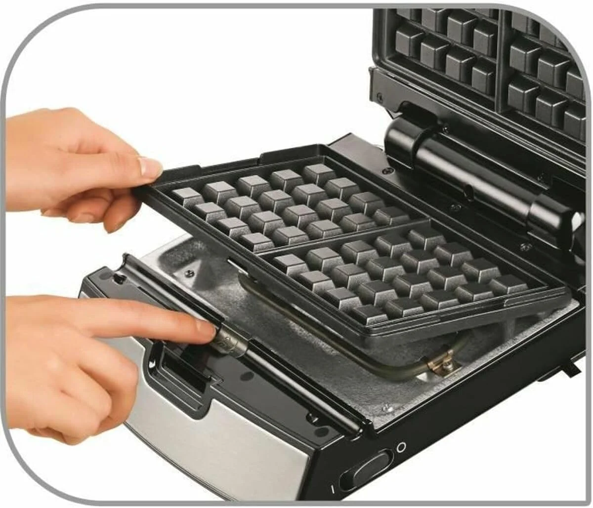 تفل مناژ - مجموعه اسنک - 700 وات - 2 مجموعه صفحات کراک و وافل - 2 دفترچه دستور غذا - مشکی استیل - تفل مناژ - FDS-119997