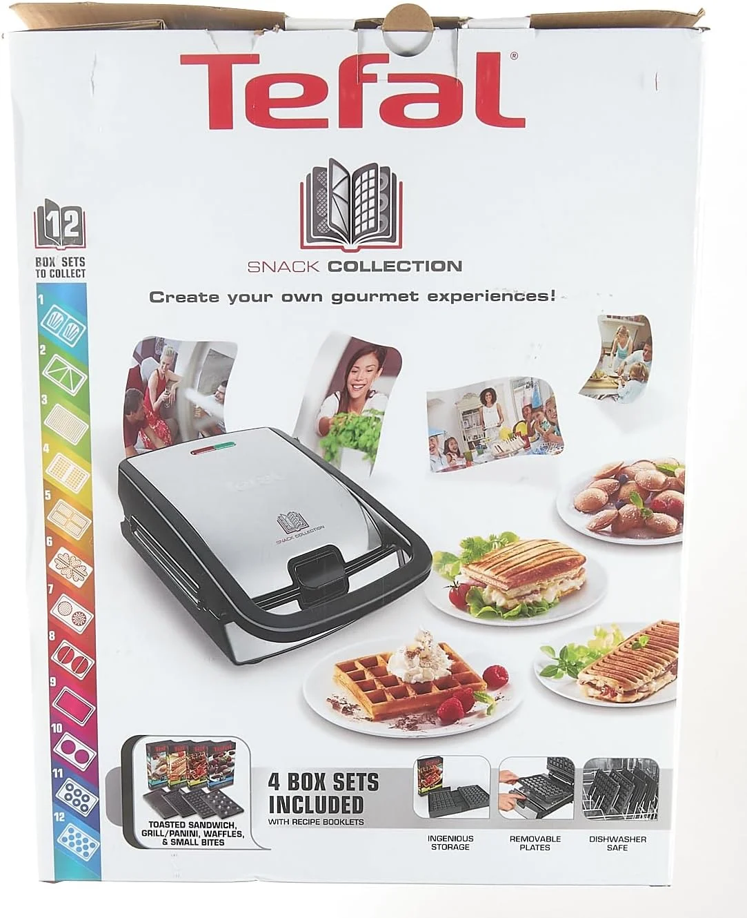 دستگاه چندکاره تفال مدل Snack Collection SW854D به همراه 4 صفحه نچسب، قابل شستشو در ماشین ظرفشویی، مناسب برای پانینی، وافل، ساندویچ، شیرینی، 700 وات، مشکی/استیل