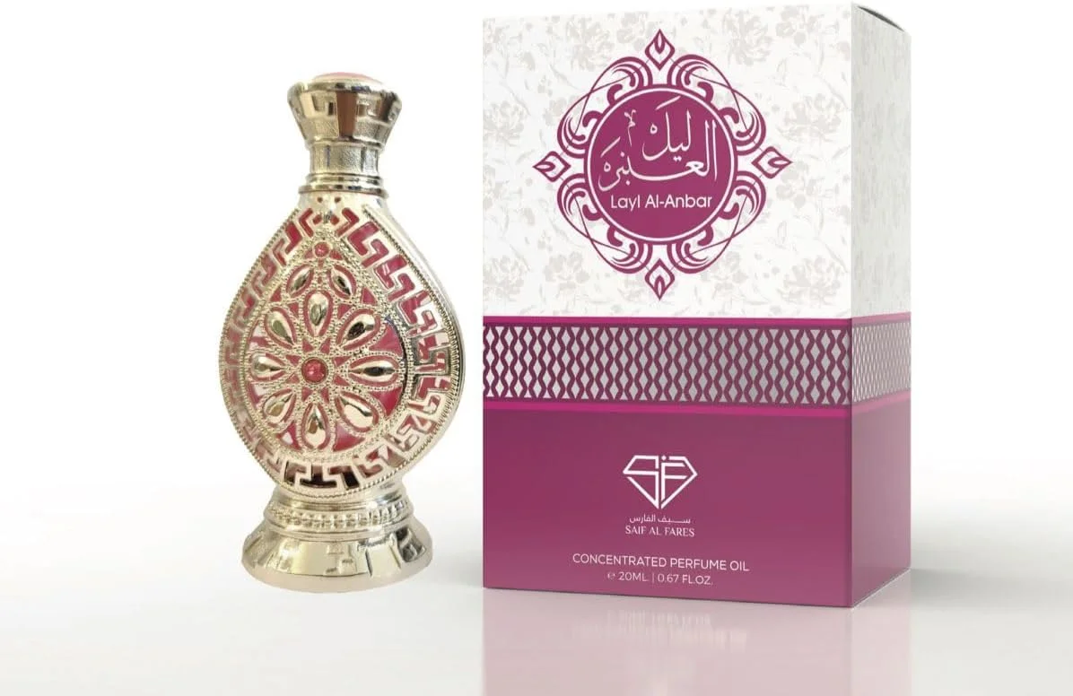 روغن عطر غلیظ لیل الانبار سیف الفارس توسط سیف الفارس، 20 میلی لیتر، بطری طلایی تزئینی