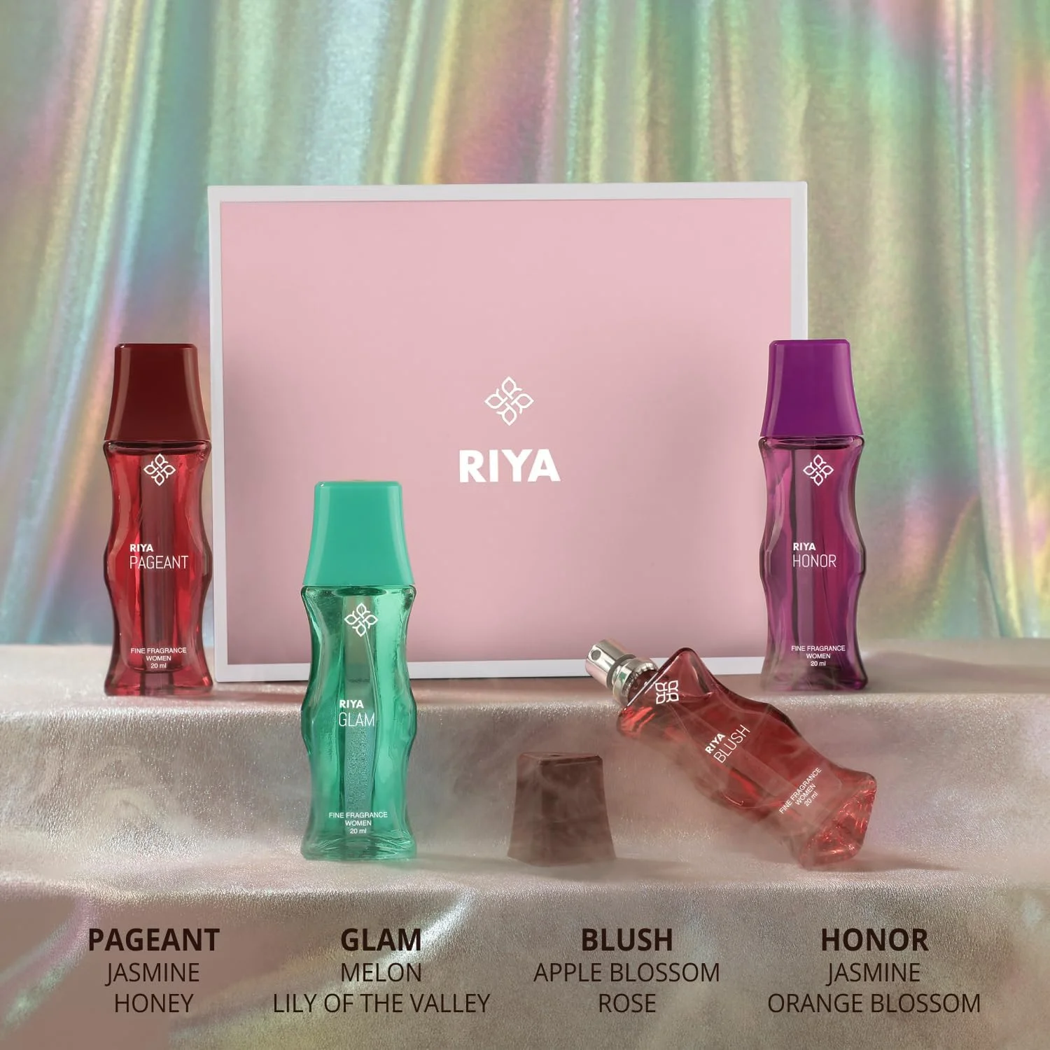 عطر زنانه چوبی Riya Gift A Memory ادو پرفیوم اسپری / ست هدیه عطر زنانه پریمیوم 4Nx20 میلی لیتر برای زنان با رایحه های Glam, Pageant, Honor, Blush / ماندگاری بالا عطر زنانه چوبی Riya Gift A Memory ادو پرفیوم اسپری / ست هدیه عطر زنانه پریمیوم 4Nx20 میلی لیتر برای زنان با رایحه های Glam, Pageant, Honor, Blush / ماندگاری بالا