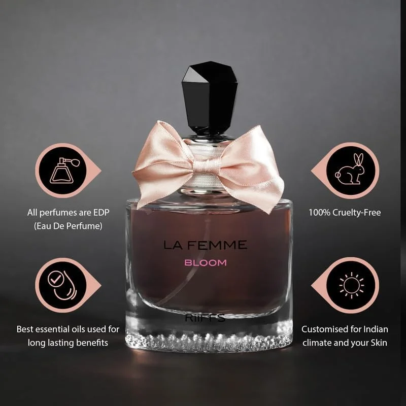 عطر زنانه ریفز لا فم بلوم | ادو پرفیوم ماندگار | رایحه گلی و پیچیده مناسب برای هر مناسبت، 100 میلی لیتر