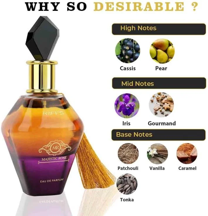 عطر زنانه مجستیک رز ریفز | ادو پرفیوم ماندگار | رایحه ممتاز فوق العاده ماندگار | عطر مناسب برای استفاده روزانه، 100 میلی لیتر