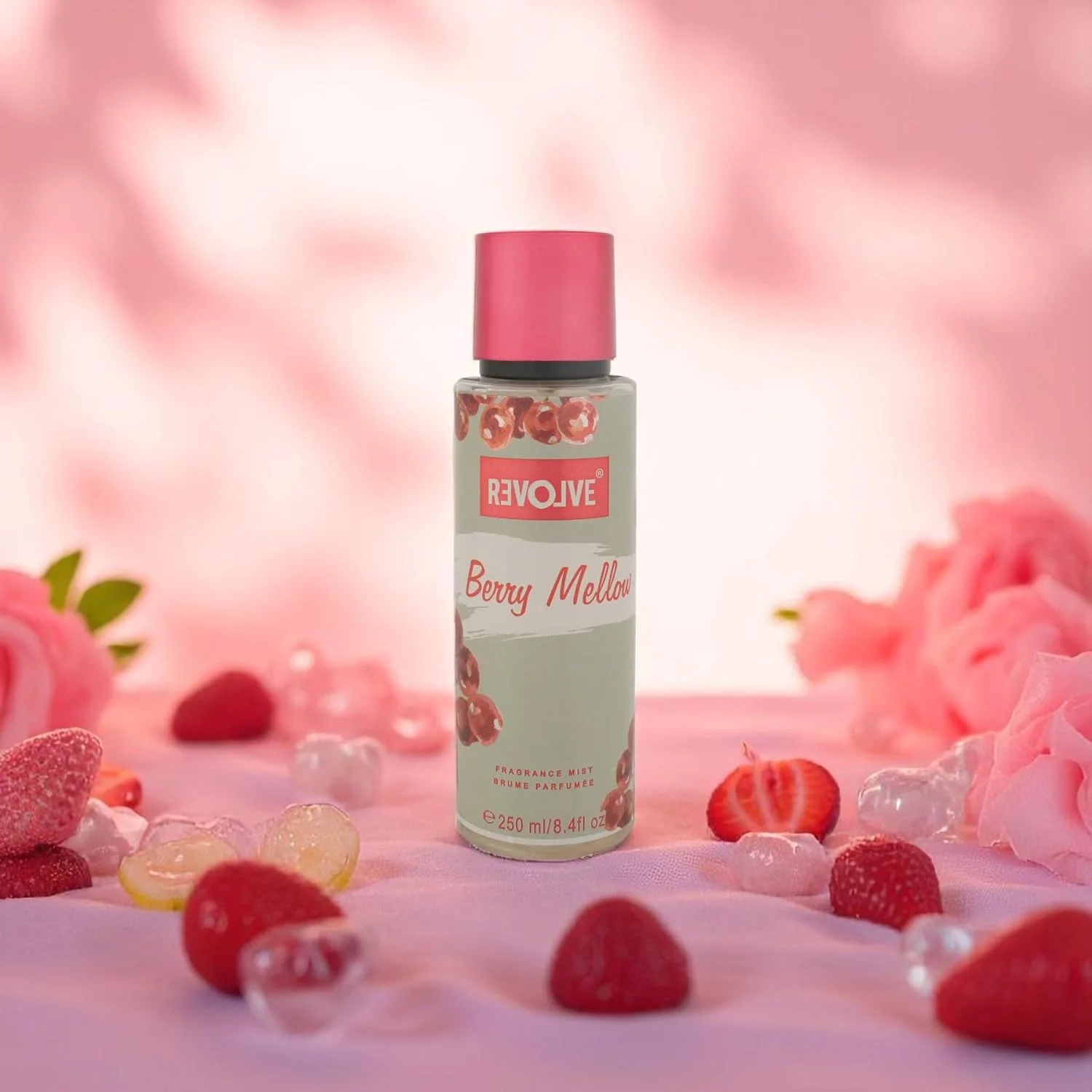 اسپری بدن زنانه REVOLVE Berry Mellow - 250ml | رایحه ملایم و شیرین توت با ته رنگ آرامش بخش | ایده آل برای روزهای آرامش بخش یا لایه برداری سبک روی عطرها اسپری بدن زنانه REVOLVE Berry Mellow - 250ml | رایحه ملایم و شیرین توت با ته رنگ آرامش بخش | ایده آل برای روزهای آرامش بخش یا لایه برداری سبک روی عطرها