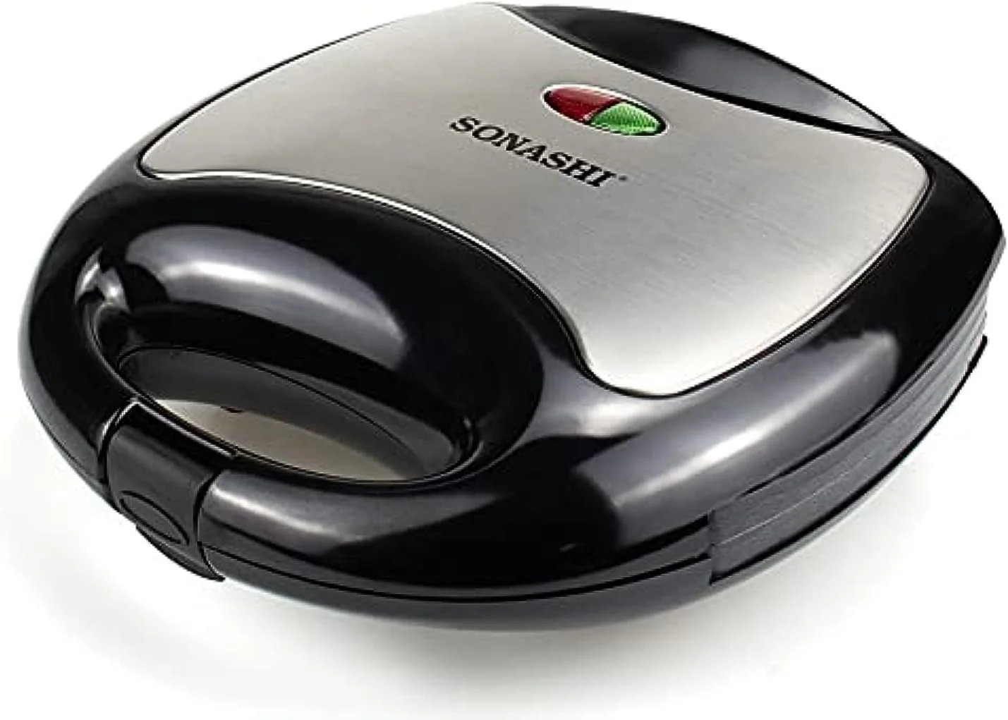 دستگاه وافل ساز 2 صفحه ای سوناشی [مشکی-نقره ای] مدل SWM-873-750W، دستگاه وافل ساز نچسب کلاس I با بدنه خنک، قفل دسته، چراغ های نشانگر | لوازم آشپزخانه