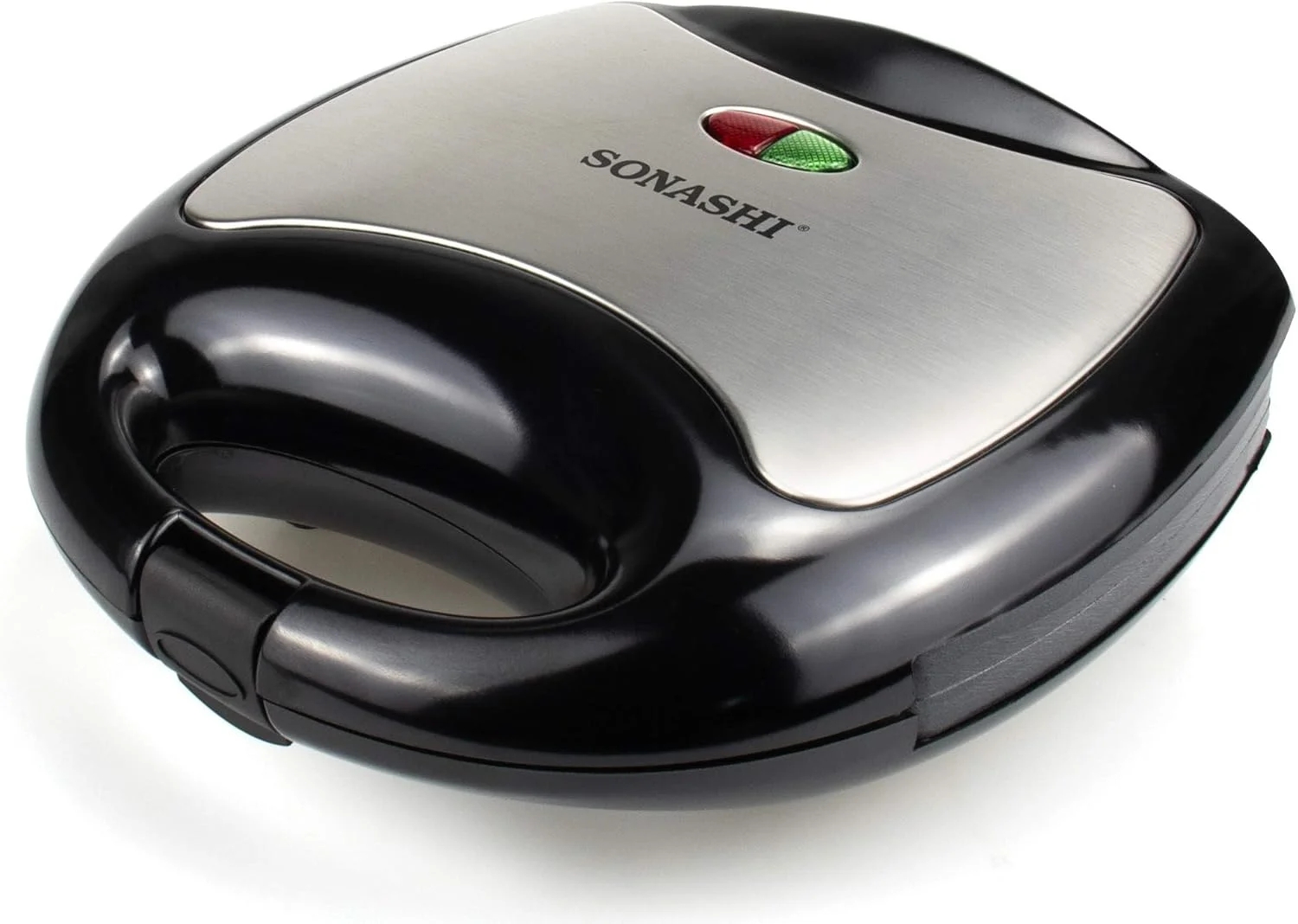 دستگاه وافل ساز 2 صفحه ای سوناشی [مشکی-نقره ای] مدل SWM-873-750W، دستگاه وافل ساز نچسب کلاس I با بدنه خنک، قفل دسته، چراغ های نشانگر | لوازم آشپزخانه