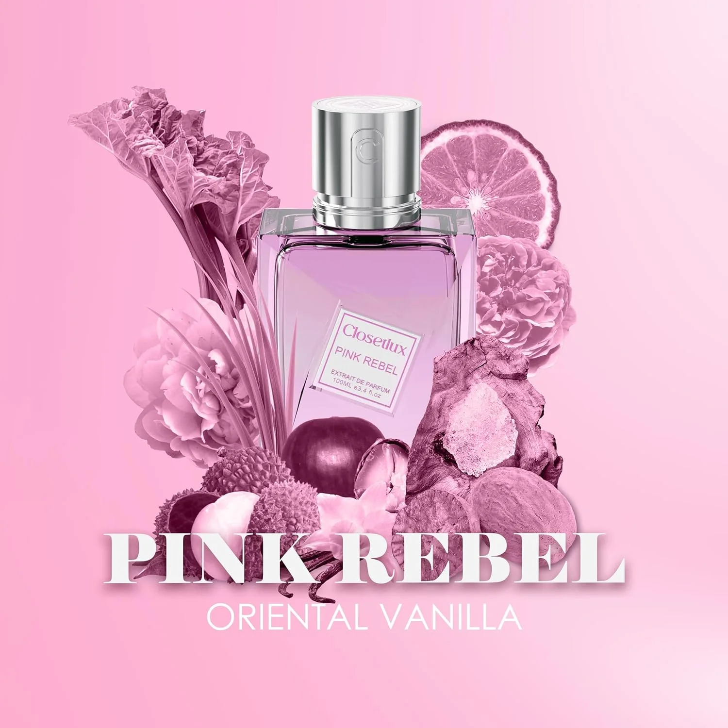 Pink Rebel از Closet Luxe - اکستریت د پرفیوم زنانه - رایحه لوکس گلی مشکی - ماندگاری طولانی با رایحه رز، لیچی و مشک سفید - 100 میلی لیتر