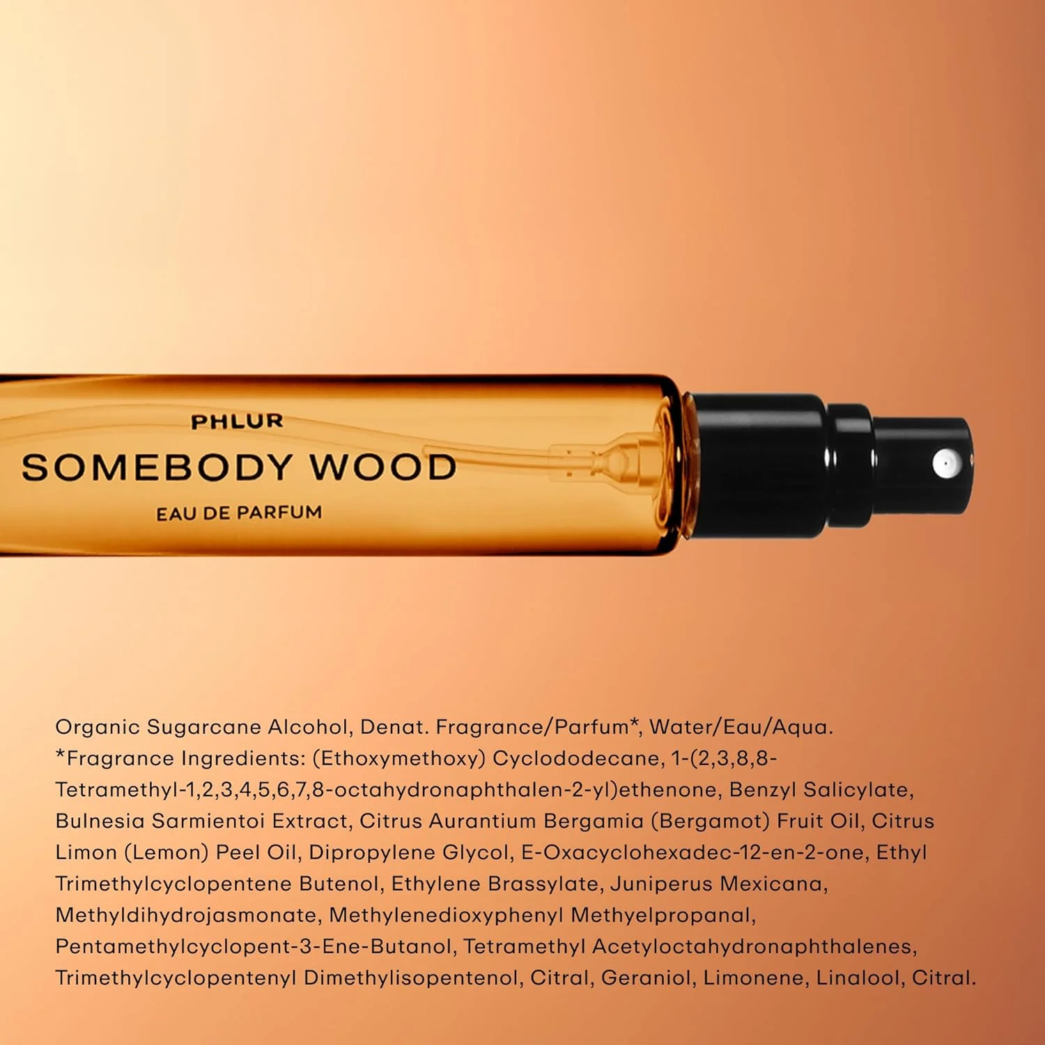 عطر جیبی PHLUR Somebody Wood Eau de Parfum - عطر زنانه و مردانه - عطر چوبی تند با رایحه ترنج، لیمو، چوب سدر، چوب صندل، مشک و وانیل (9.5 میلی لیتر)