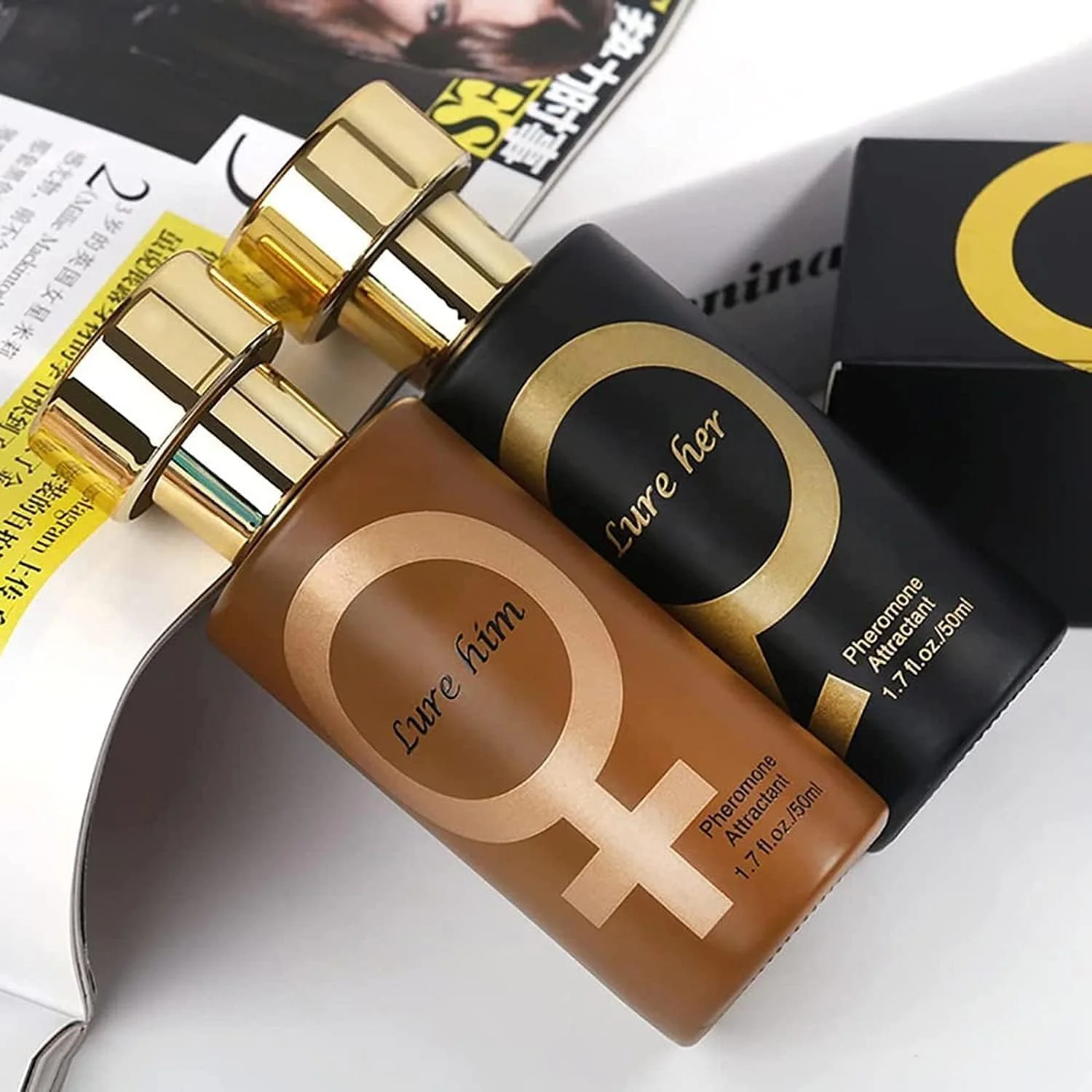 عطر فرمون Golden Lure، عطر جذب کننده بانوان، عطر فرمون جذب کننده مردان، عطر فرمون اکلیلی رمانتیک، اسپری جذب کننده مردان برای زنان (مخلوط-مشکی+طلایی)