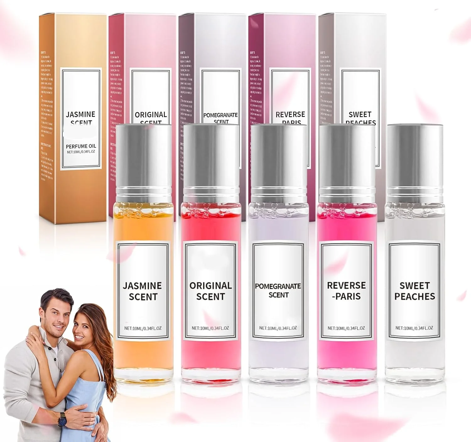 پک 5 عددی عطر فرمونی زنانه، عطر رولی زنانه 2025، ست عطر زنانه، عطر فرمونی با رایحه تقویت شده برای اندازه جمع و جور و قابل حمل، مناسب مسافرت، هدیه
