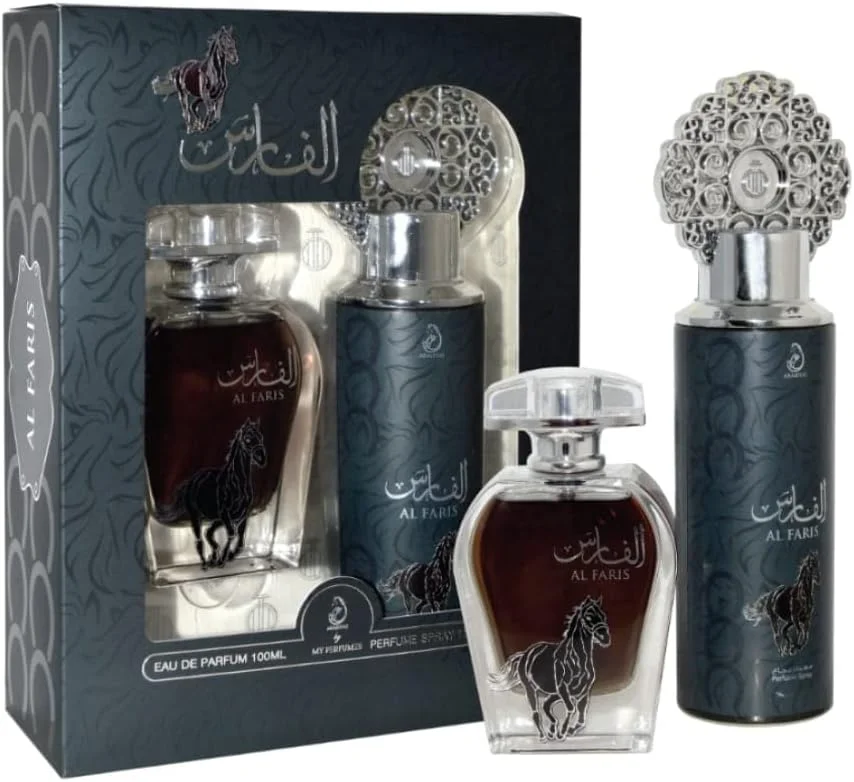 مای پرفیومز AL FARIS از ARABIYAT ست هدیه عطر 2 تکه برای زنانه و مردانه - 100 میلی لیتر ادو پرفیوم و 200 میلی لیتر اسپری عطر
