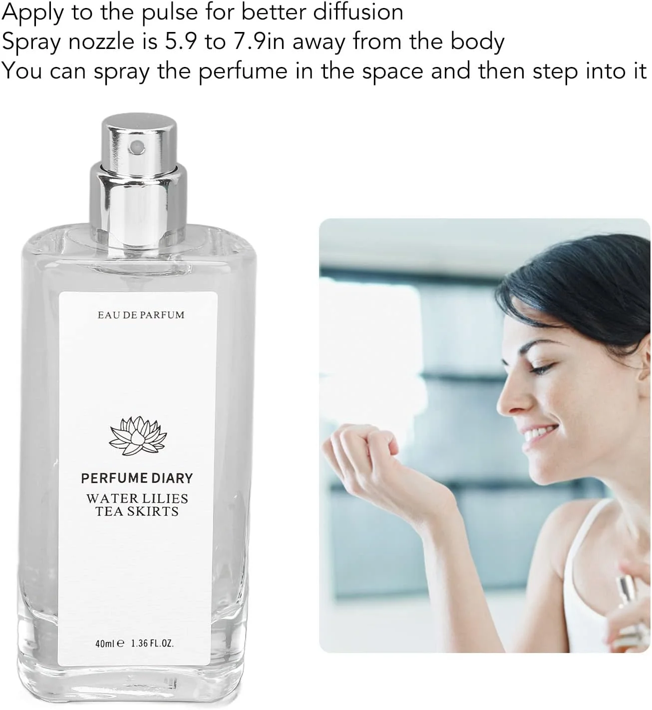 عطر زنانه، اسپری عطر زنانه، عطر زنانه با رایحه گلی، عطر نیلوفر آبی، با طراوت، غبار ریز، نفیس و ظریف