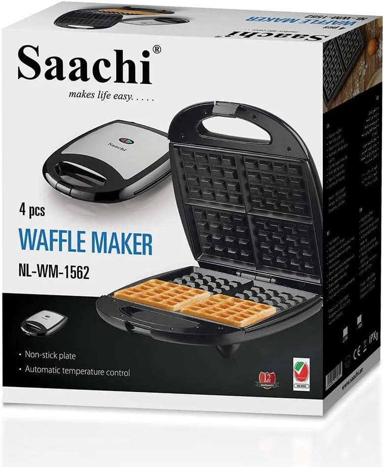 دستگاه وافل ساز مربعی ساچی، مشکی، NL-WM-1562 دستگاه وافل ساز مربعی ساچی، مشکی، NL-WM-1562