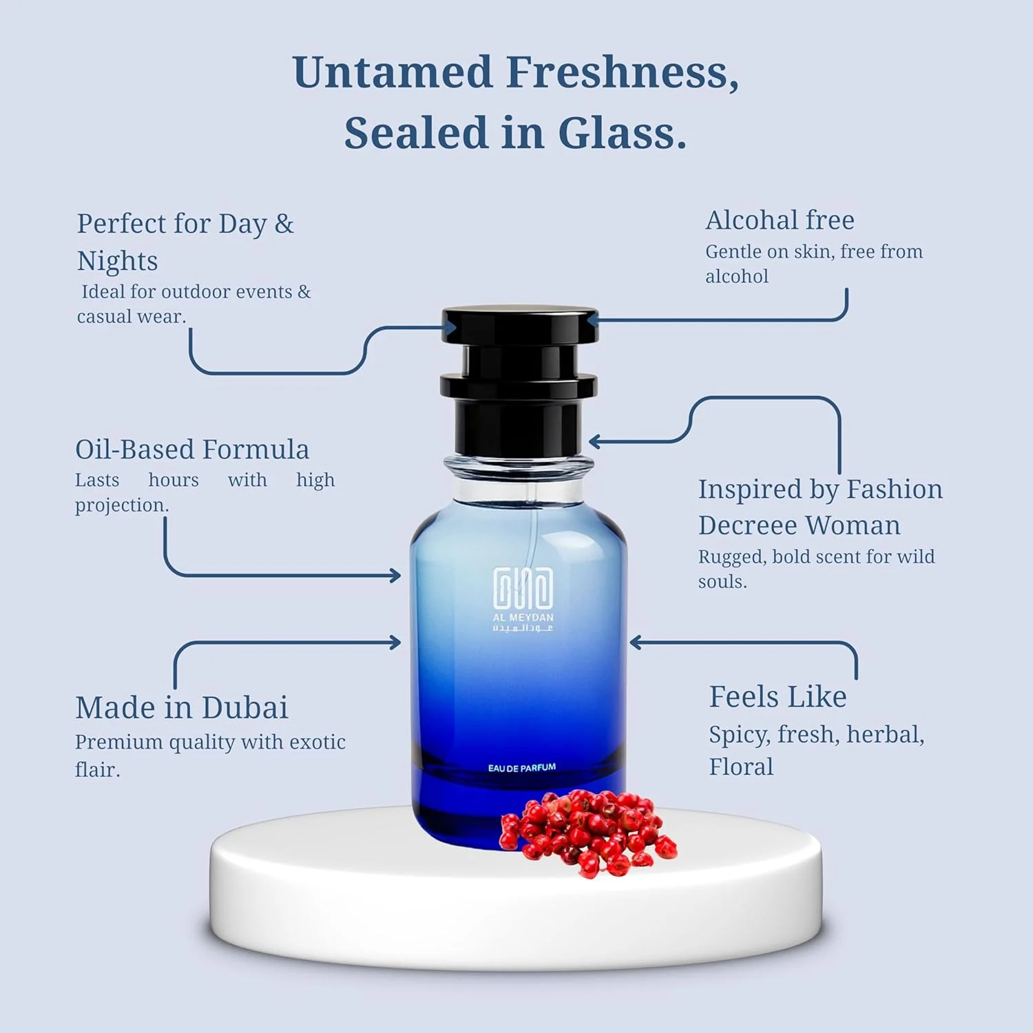 عطر روغنی عود المیدان زنانه - الهام گرفته از Fasshion Decrree Womann، رایحه ای گلی چوبی با فلفل صورتی، مگنولیا و نعناع هندی - بدون الکل - ماندگاری 8 ساعته برای ظرافت دلپذیر (30 میلی لیتر)