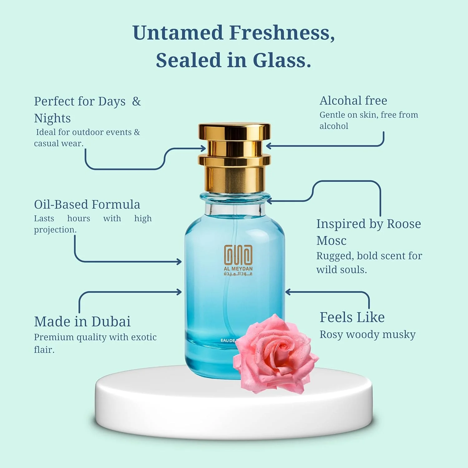 عطر روغنی عود المیدان زنانه – الهام گرفته از رز موسک، رایحه گرم گلدار مشک با رز مراکشی، ادویهها و نعناع هندی – بدون الکل – ماندگاری 8 ساعته برای ظرافت جسورانه زنانه (50 میلی لیتر) عطر روغنی عود المیدان زنانه – الهام گرفته از رز موسک، رایحه گرم گلدار مشک با رز مراکشی، ادویهها و نعناع هندی – بدون الکل – ماندگاری 8 ساعته برای ظرافت جسورانه زنانه (50 میلی لیتر)