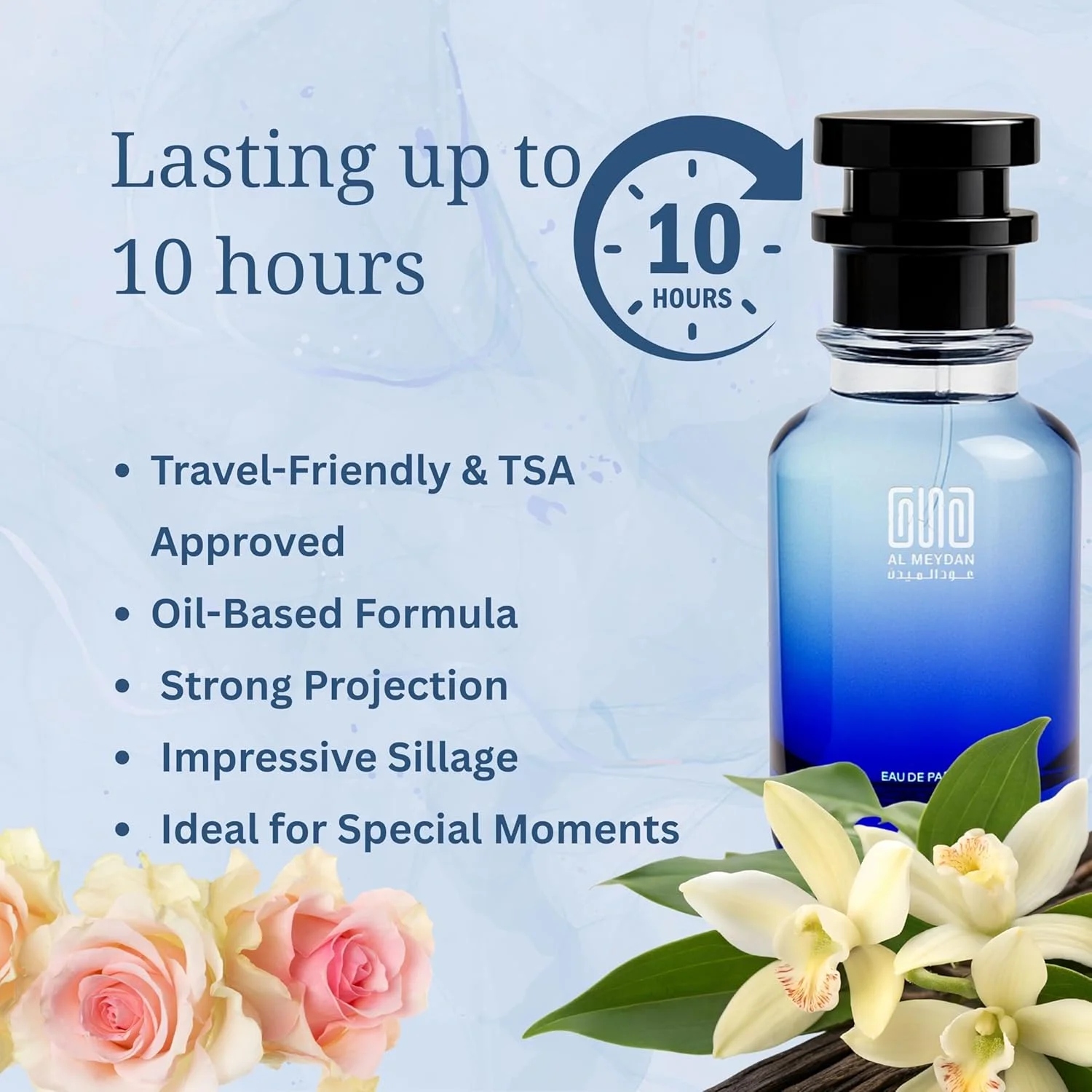 عطر روغنی عود المیدان زنانه - الهام گرفته از لانکوم ایدول - رایحه شیپر گلی ماندگار با رز، یاس و وانیل - ماندگاری 8-10 ساعته - عطر ظریف روزانه (80 میلی لیتر)