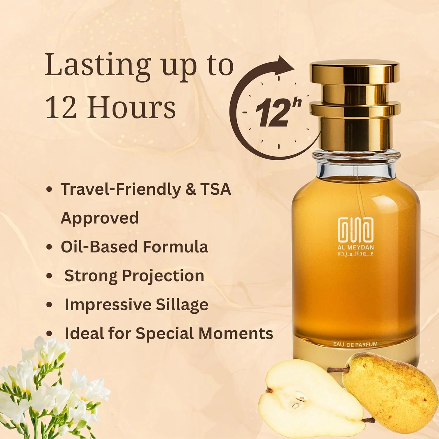 عطر روغنی عود المیدان زنانه – الهام گرفته از جو مالون انگلیش پیر اند فرزیا – رایحه گلی میوه ای ماندگار با گلابی، رز و عنبر – عطر روزانه تازه و ظریف (80 میلی لیتر) عطر روغنی عود المیدان زنانه – الهام گرفته از جو مالون انگلیش پیر اند فرزیا – رایحه گلی میوه ای ماندگار با گلابی، رز و عنبر – عطر روزانه تازه و ظریف (80 میلی لیتر)