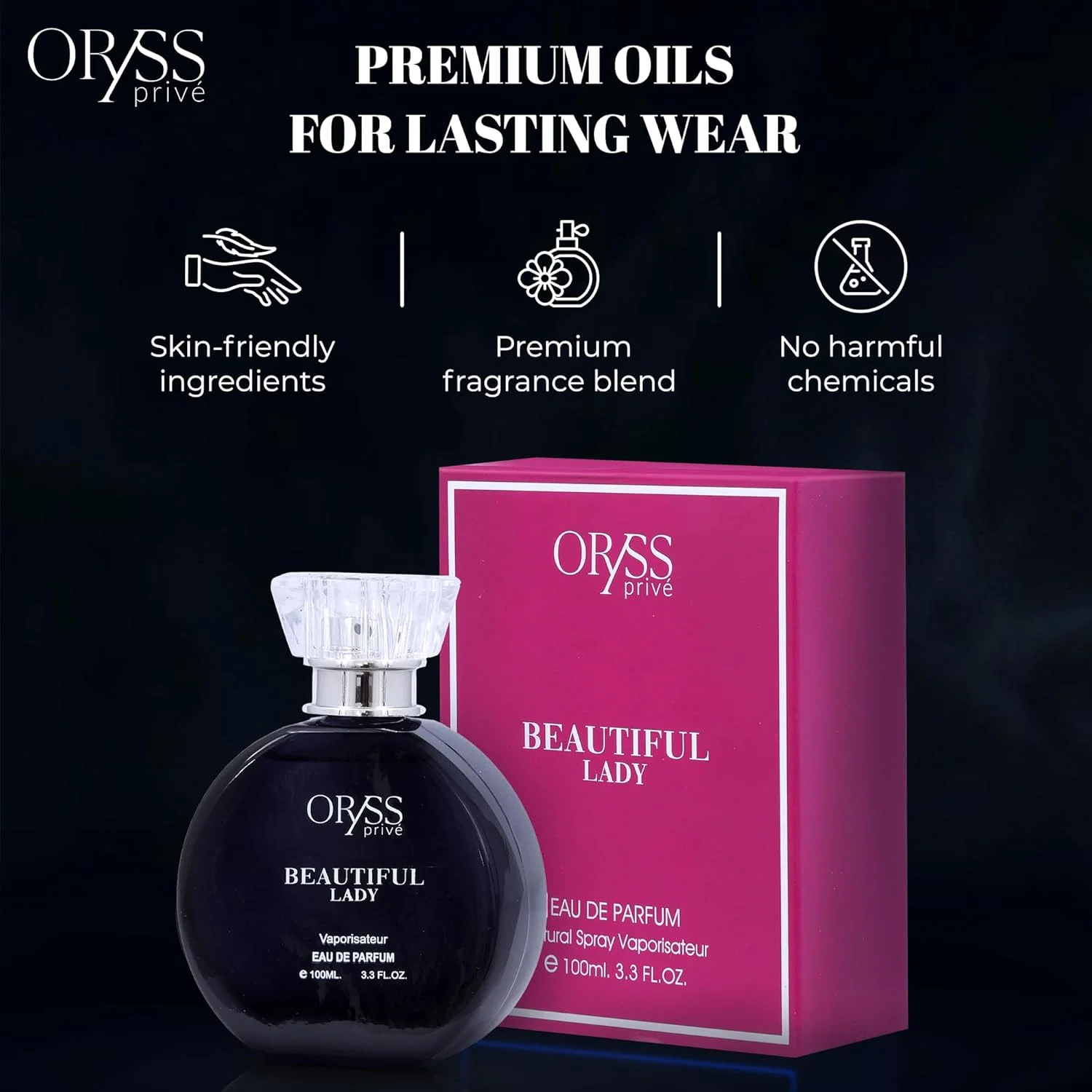 ادکلن زنانه ORYSS prive Beautiful Lady Eau de Parfum | عطر مصرف روزانه | رایحه گلی شیرین با نت های تمشک، یاس، عسل و نعناع هندی | 100 میلی لیتر ادکلن زنانه ORYSS prive Beautiful Lady Eau de Parfum | عطر مصرف روزانه | رایحه گلی شیرین با نت های تمشک، یاس، عسل و نعناع هندی | 100 میلی لیتر