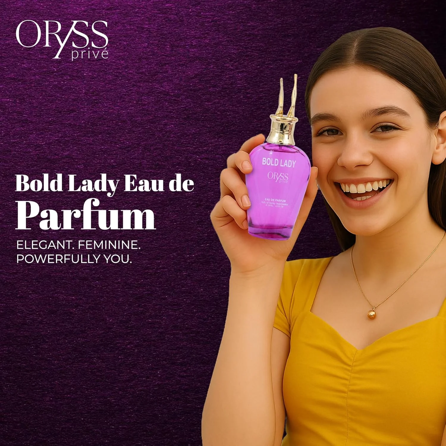 ادکلن زنانه ORYSS prive Bold Lady | شیک، زنانه و با اعتماد به نفس قدرتمند | رایحه شکوفه پرتقال، یاس، رز عسلی و نعناع هندی | گلی شیپر | عطر مصرف روزانه | 100 میلی لیتر