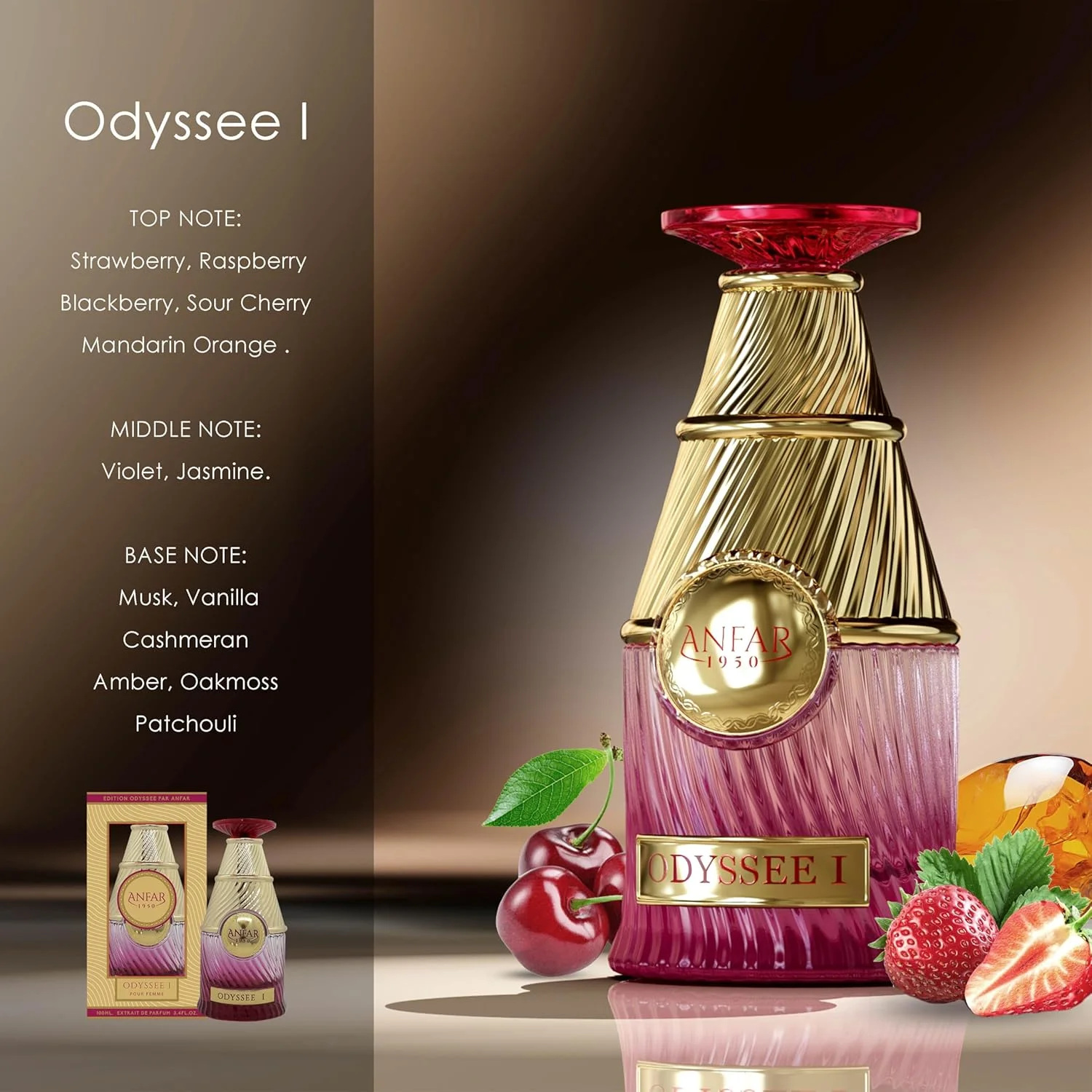 عطر زنانه آنفار 1950 اودیسه I اکستریت د پرفیوم، 100 میلی لیتر، توت فرنگی، تمشک، شاه توت، آلبالو، مخصوص بانوان، 100 میلی لیتر عطر زنانه آنفار 1950 اودیسه I اکستریت د پرفیوم، 100 میلی لیتر، توت فرنگی، تمشک، شاه توت، آلبالو، مخصوص بانوان، 100 میلی لیتر