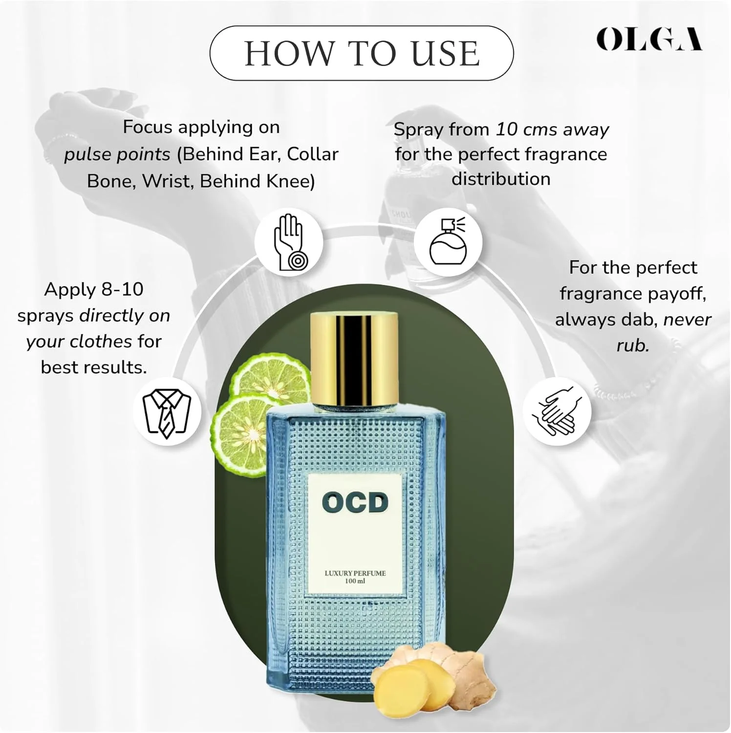 ادکلن OLGA مردانه و زنانه - OCD 100 ML | ادو پرفیوم ماندگار با رایحه ای تازه و قدرتمند | اسپری عطر یونیسکس