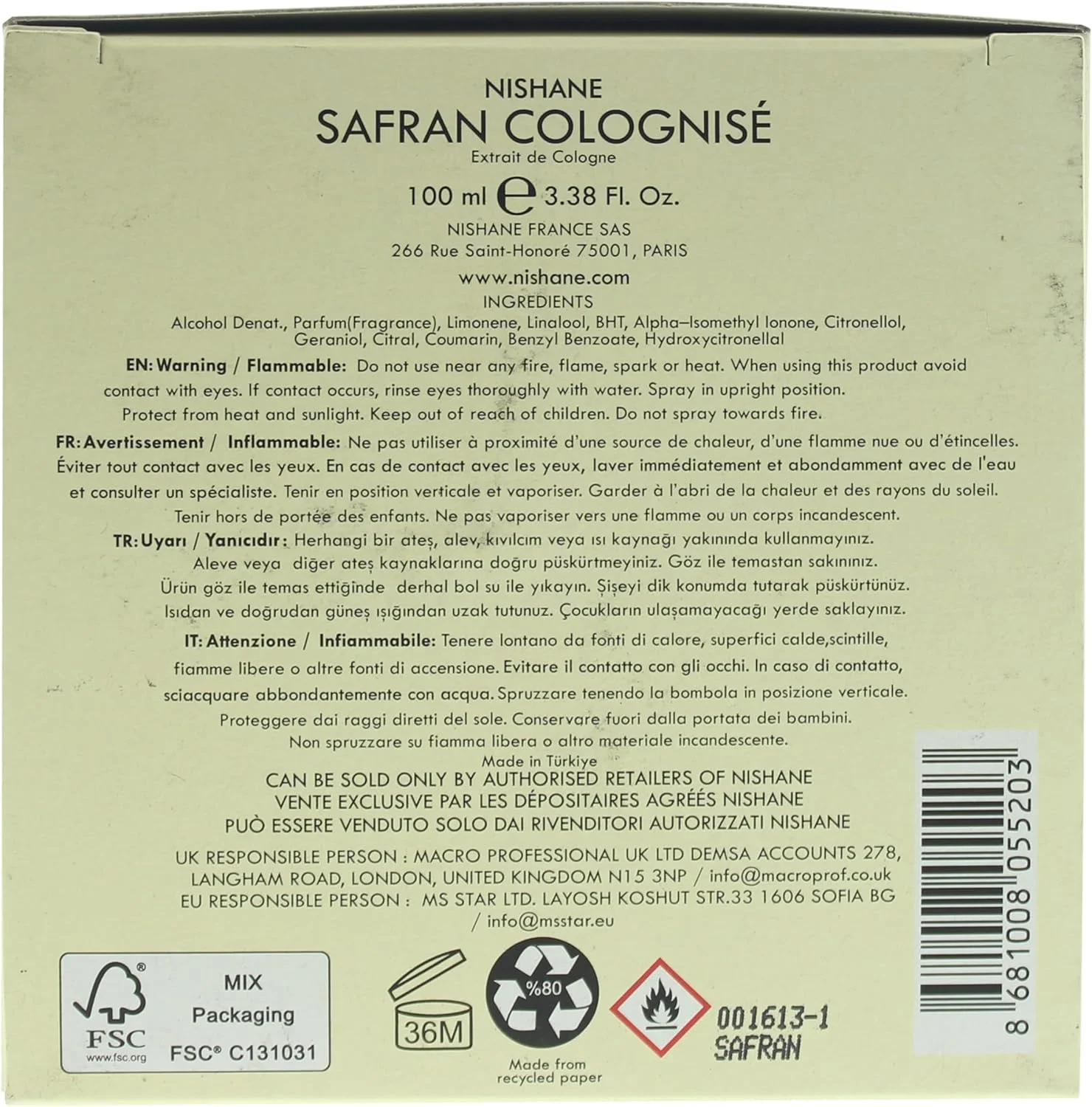 عطر ادو پرفیوم унисекс Nishane Safran Colognise، ۱۰۰ میلی لیتر عطر ادو پرفیوم унисекс Nishane Safran Colognise، ۱۰۰ میلی لیتر