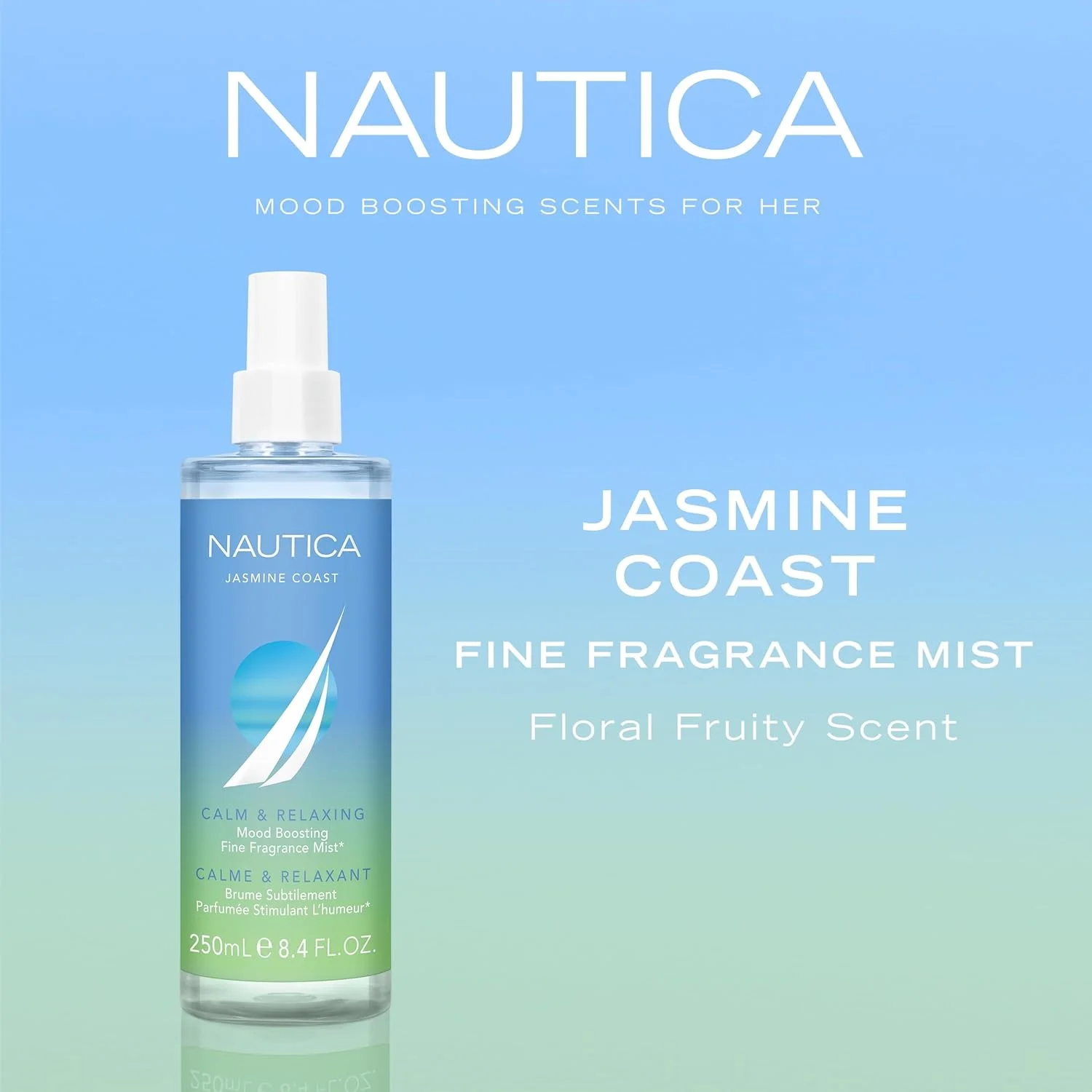 اسپری مو و بدن زنانه ناتیکا مدل Jasmine Coast، عطر تقویت کننده خلق و خو، آرامش بخش، رایحه گلی-میوه ای، فرمول وگان، ماندگاری طولانی، 250 میلی لیتر
