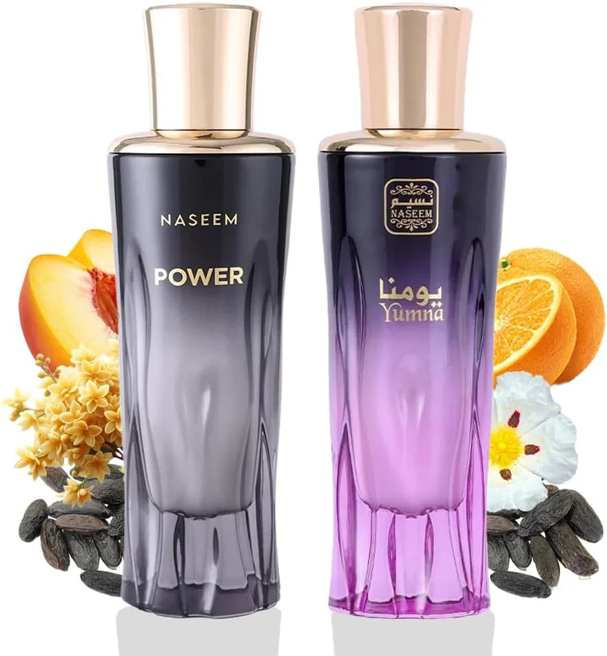 عطر زنانه نسیم یومنا و پاور آکوا | بدون الکل، ماندگاری طولانی، رایحه های عربی برای زنان، اکستریت د پرفیوم (ترکیبی - 80 میلی لیتر هر کدام)
