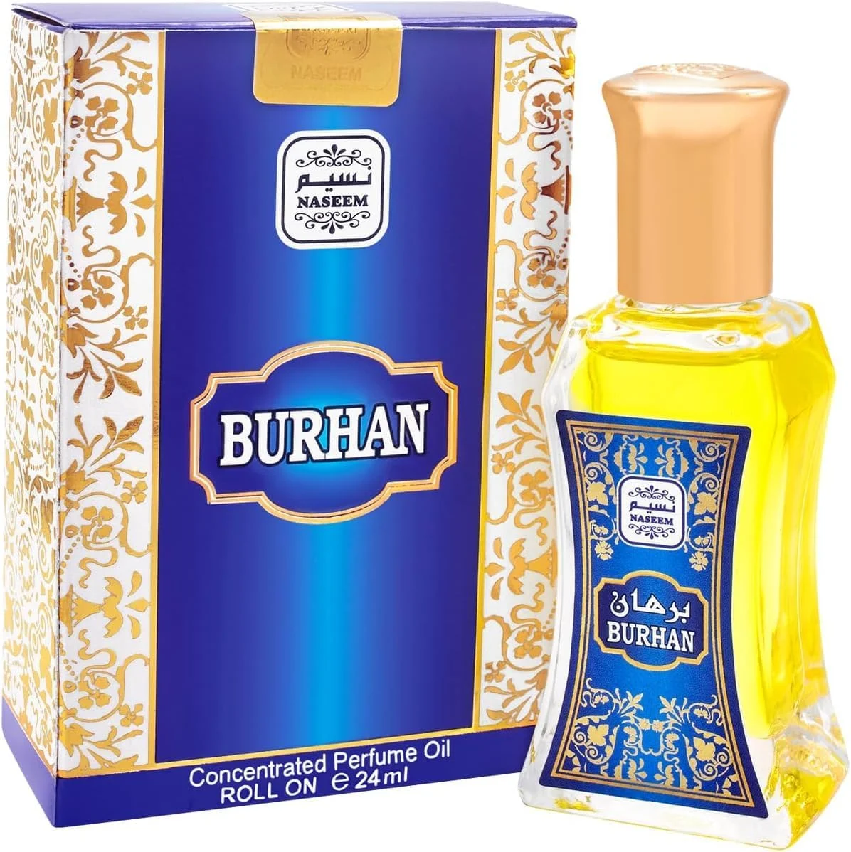 عطر روغنی رولی نسیم برهان 24 میلی لیتر - ادو پرفیوم ماندگار برای آقایان و بانوان - روغن عطر عربی ضد حساسیت با رایحه ظریف عود و مشک