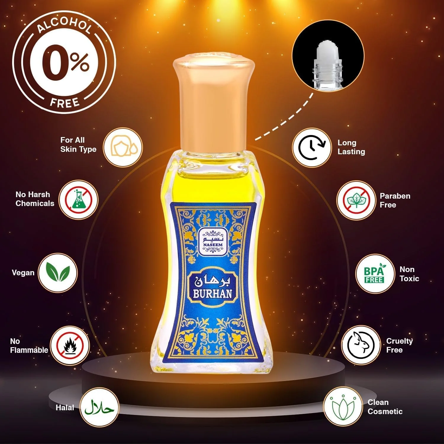عطر روغنی رولی نسیم برهان 24 میلی لیتر - ادو پرفیوم ماندگار برای آقایان و بانوان - روغن عطر عربی ضد حساسیت با رایحه ظریف عود و مشک عطر روغنی رولی نسیم برهان 24 میلی لیتر - ادو پرفیوم ماندگار برای آقایان و بانوان - روغن عطر عربی ضد حساسیت با رایحه ظریف عود و مشک