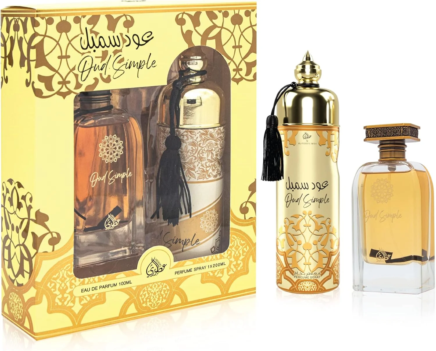 ست هدیه عطر عود سیمپل از مجموعه عطرهای من از OTOORI، 2 تکه، برای مردان و زنان، 100 میلی لیتر ادو پرفیوم و 200 میلی لیتر اسپری عطر (عود سیمپل)