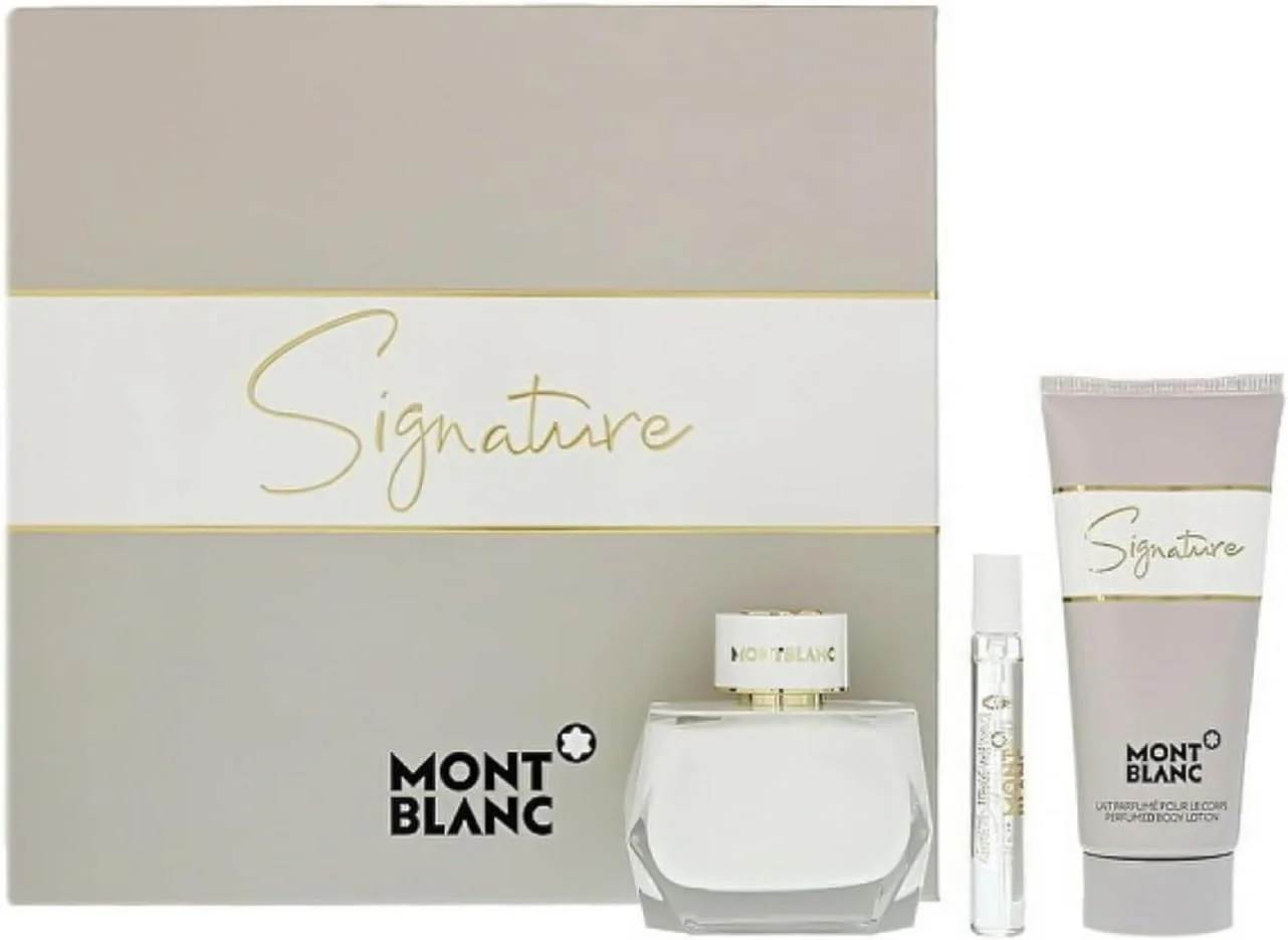 ست هدیه ادو پرفیوم زنانه مون بلان سیگنیچر Montblanc Signature شامل 3 تکه (اسپری ادو پرفیوم 90 میل و لوسیون بدن 100 میل و مینی ادو پرفیوم 7.5 میل)