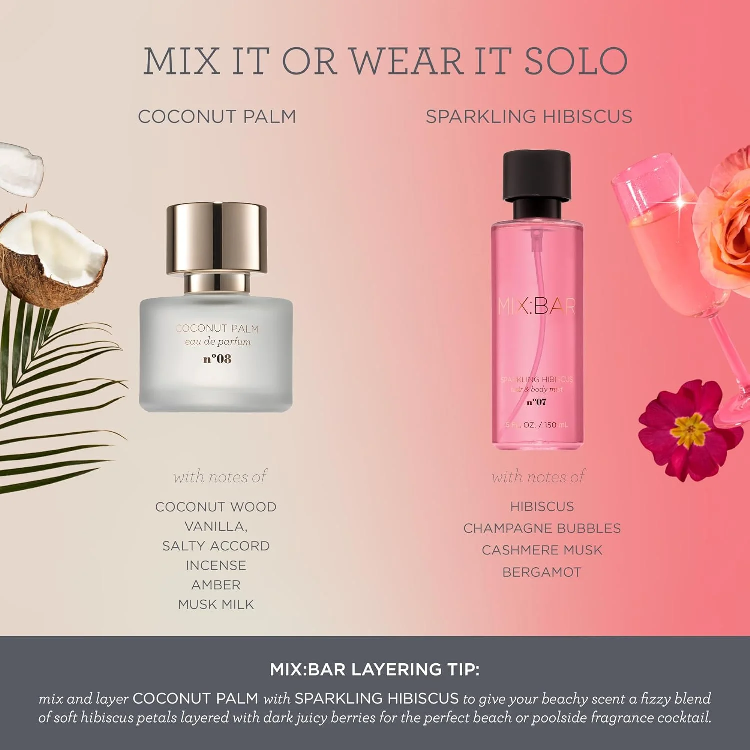 عطر زنانه MIX:BAR - رایحه نارگیل پالم - اسپری ادو پرفیوم، 50 میلی لیتر عطر زنانه MIX:BAR - رایحه نارگیل پالم - اسپری ادو پرفیوم، 50 میلی لیتر