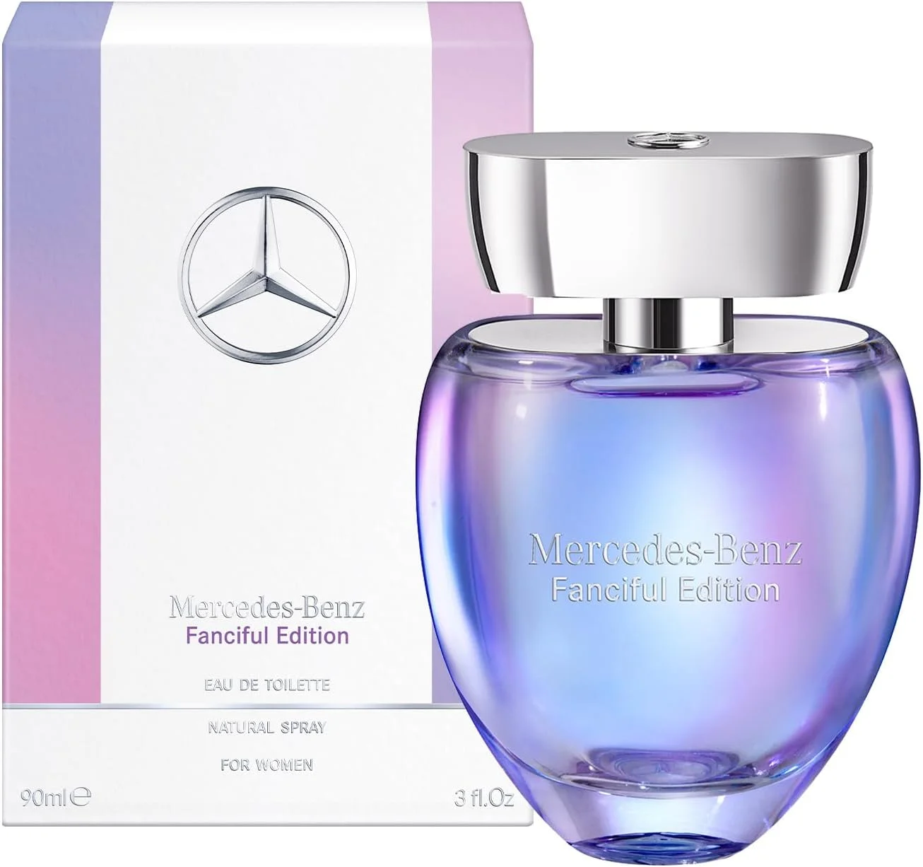 ادکلن زنانه مرسدس بنز فانسفول ادو تویلت - 3 Fl Oz - عطر زنانه - رایحه مرکباتی و مشک - عطر لوکس ماندگار با رایحه ماندارین، گل رز و چوب عنبر
