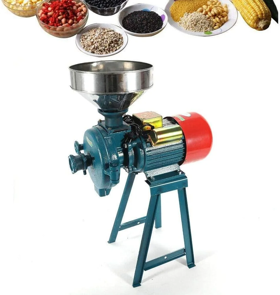 آسیاب برقی 2200 واتی LHTYXX، آسیاب تجاری سنگین، آسیاب خشک برقی برای غلات، ذرت، قهوه، گندم، دستگاه خوراک با قیف، C