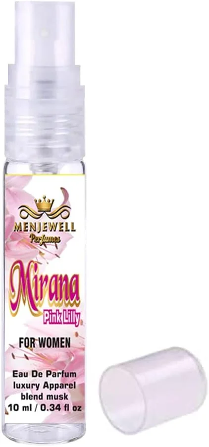 ادو پرفیوم زنانه منjewell مدل Mirana Pink Lily | اسپری معطر | عطر جیبی | اسپری خوشبو کننده | هدیه برای زنان | ادو پرفیوم زنانه 10 میلی لیتر