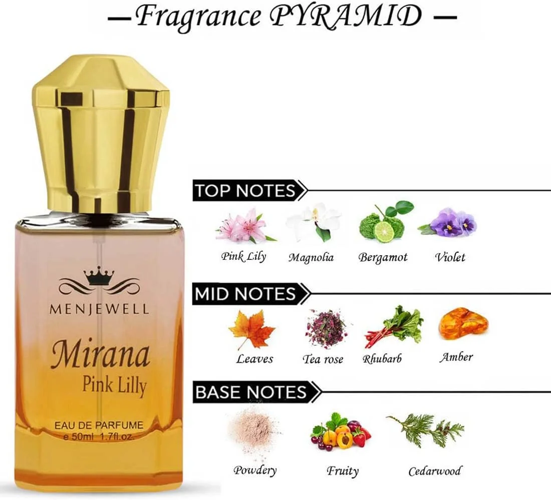 ادو پرفیوم زنانه منجوئل میرانا مدل Pink Lily | اسپری معطر | عطر گل | اسپری خوشبو کننده | هدیه برای زنان - 50 میلی لیتر