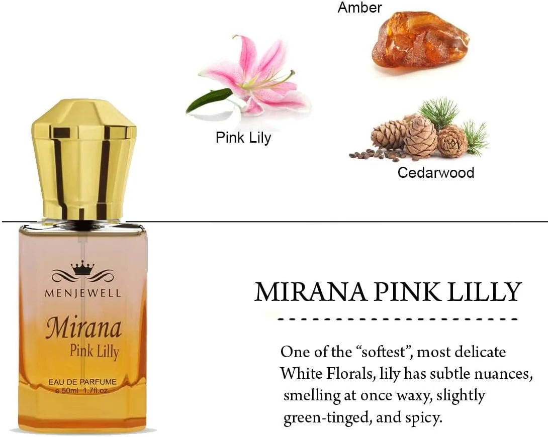 ادو پرفیوم زنانه منجوئل میرانا مدل Pink Lily | اسپری معطر | عطر گل | اسپری خوشبو کننده | هدیه برای زنان - 50 میلی لیتر