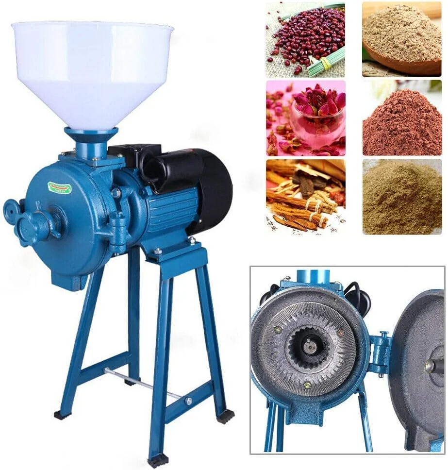 آسیاب برقی 2200 واتی MEYLEE برای آسیاب غلات خشک/آرد + قیف، مناسب برای برنج، ذرت، دانه، قهوه، گندم، آسیاب خوراک، غلات مرطوب و خشک