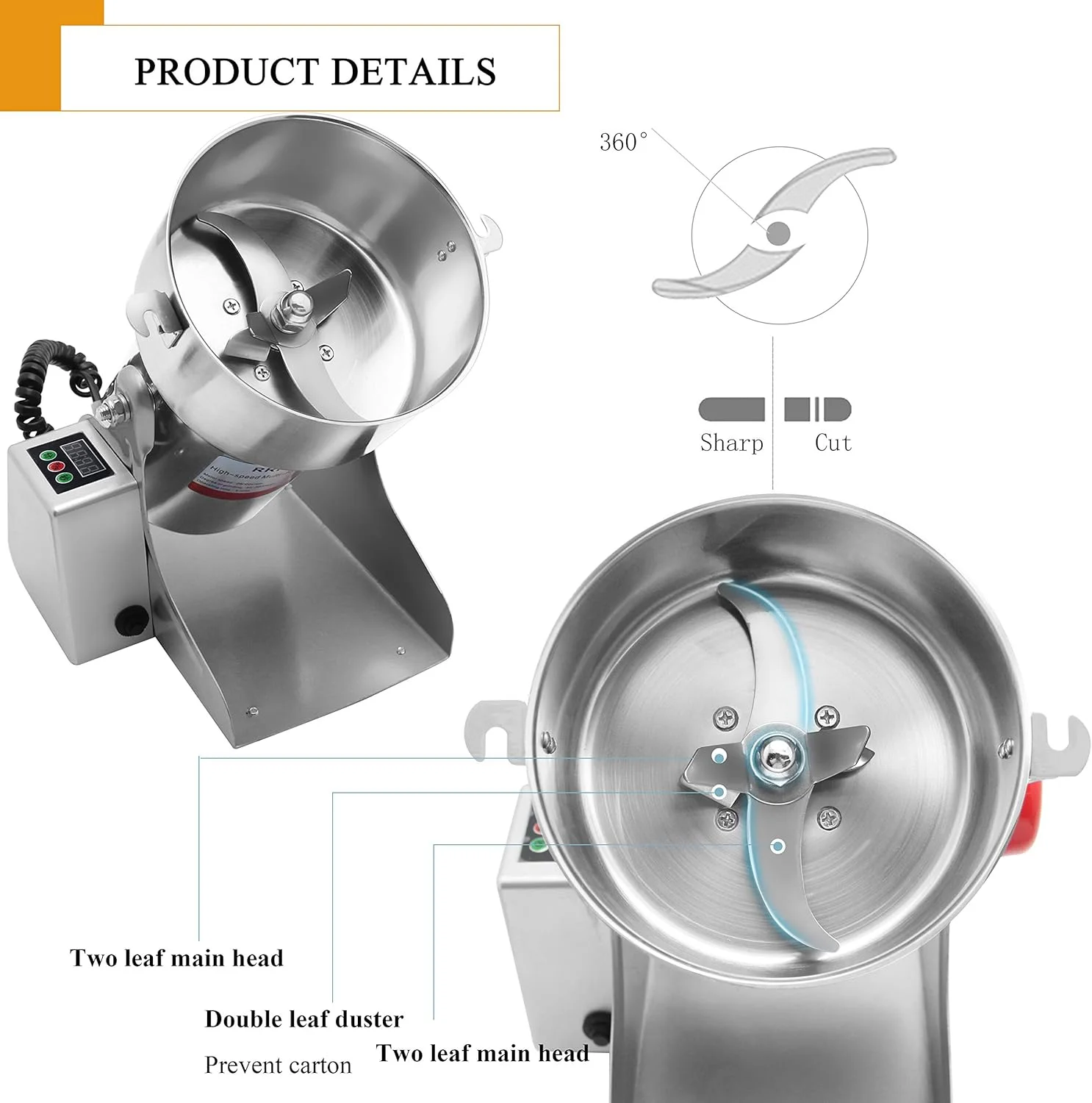 آسیاب غلات IDEQUY 2600W، آسیاب برقی غلات 800 گرمی، آسیاب تجاری چند منظوره با صفحه نمایش، مدل RRH-800A آسیاب غلات IDEQUY 2600W، آسیاب برقی غلات 800 گرمی، آسیاب تجاری چند منظوره با صفحه نمایش، مدل RRH-800A