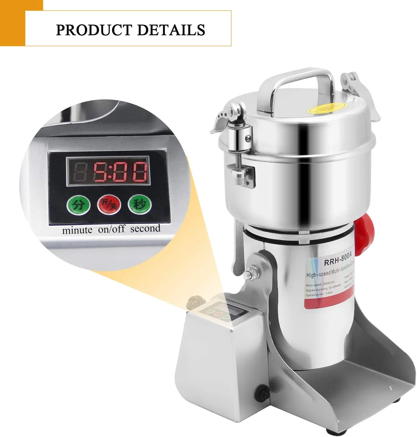 آسیاب غلات IDEQUY 2600W، آسیاب برقی غلات 800 گرمی، آسیاب تجاری چند منظوره با صفحه نمایش، مدل RRH-800A آسیاب غلات IDEQUY 2600W، آسیاب برقی غلات 800 گرمی، آسیاب تجاری چند منظوره با صفحه نمایش، مدل RRH-800A