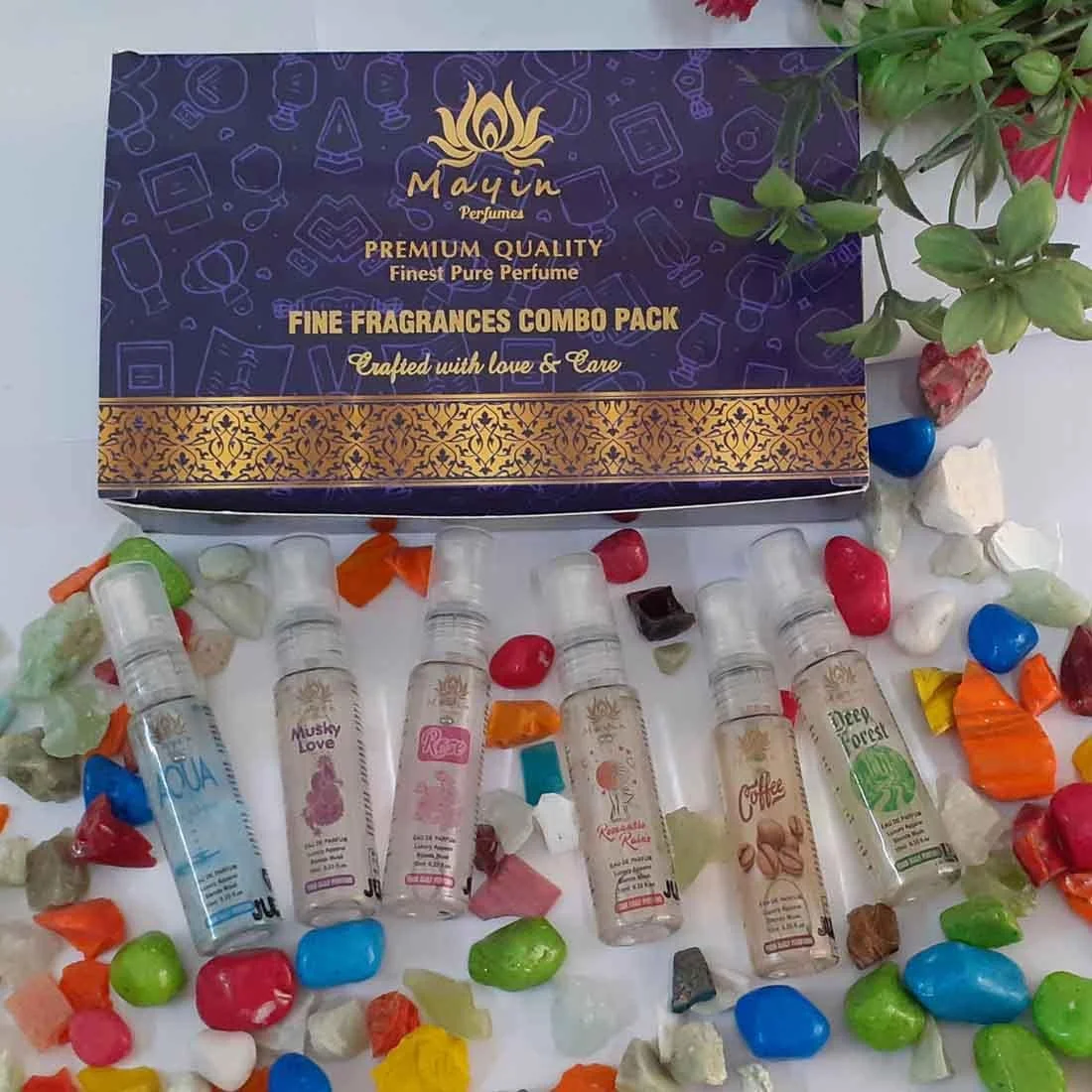 مجموعه عطر زنانه ماین پرفیومز آکوا، عشق مشک، رز، باران های رمانتیک، اعماق جنگل، قهوه ادو پرفیوم / اسپری / مجموعه اسپری ادو پرفیوم / مجموعه عطر جیبی / بسته 6 عددی (6 * 10 میلی لیتر) 60 میلی لیتر