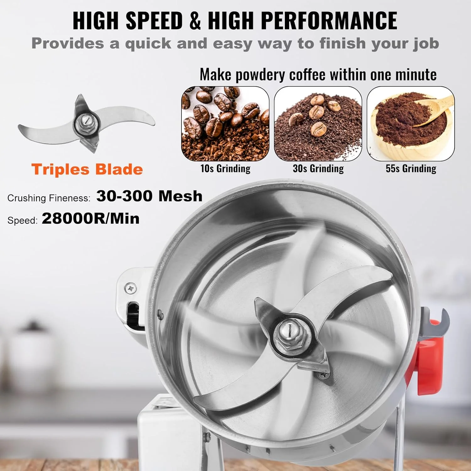 آسیاب ادویه برقی VEVOR 500 گرمی، آسیاب غلات تجاری 2000 واتی، آسیاب آرد استیل ضد زنگ با سرعت بالا، نوع نوسانی برای آسیاب سریع غلات، ادویه جات، گیاهان، قهوه آسیاب ادویه برقی VEVOR 500 گرمی، آسیاب غلات تجاری 2000 واتی، آسیاب آرد استیل ضد زنگ با سرعت بالا، نوع نوسانی برای آسیاب سریع غلات، ادویه جات، گیاهان، قهوه